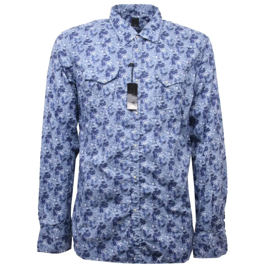 C2570 camicia manica lunga uomo NBL blu azzurro shirt long sleeve men