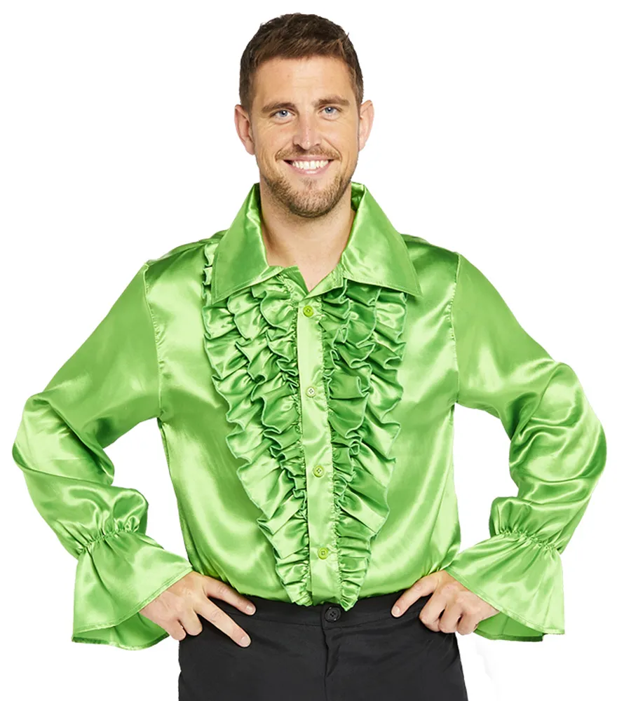 Camicia con volant in verde per uomo