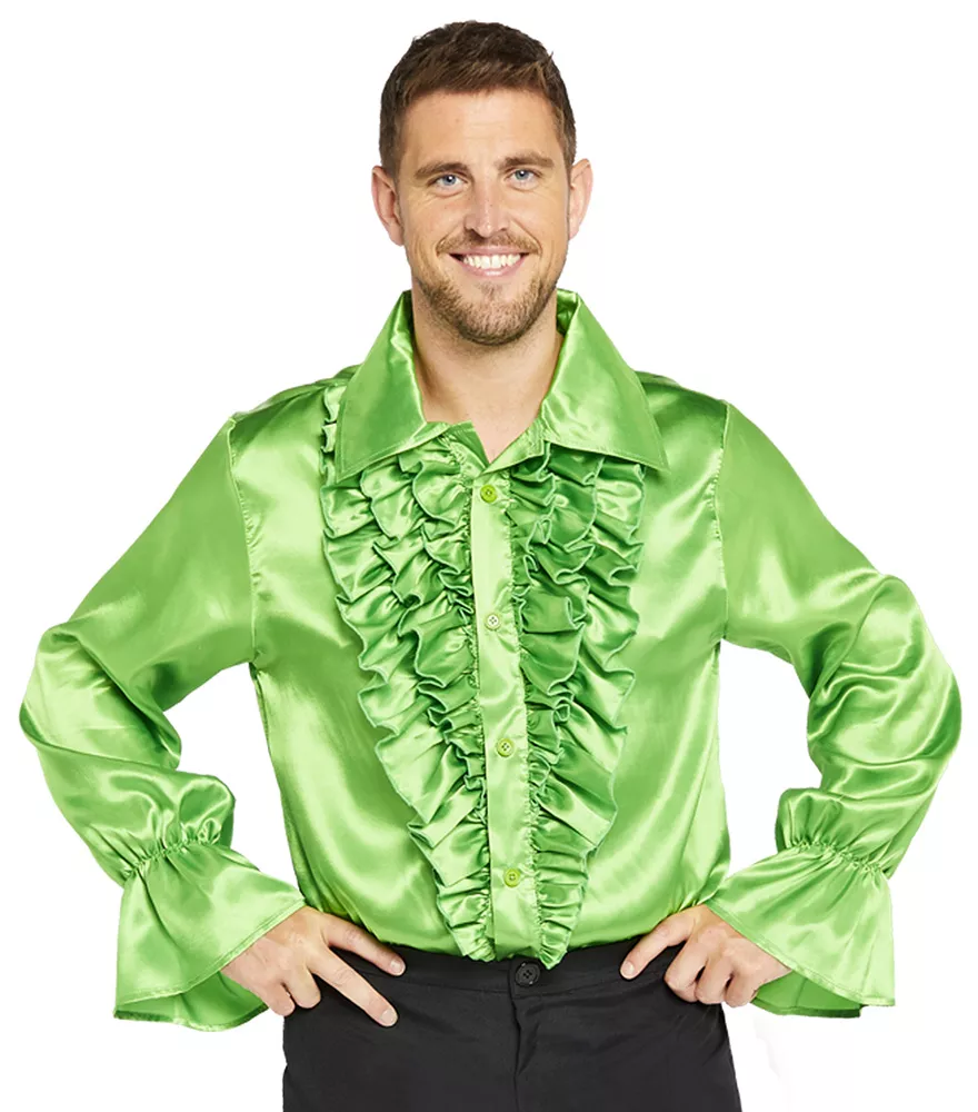 Camicia con volant in verde per uomo