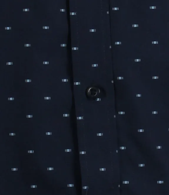 Camicia coreana in cotone con microfantasia