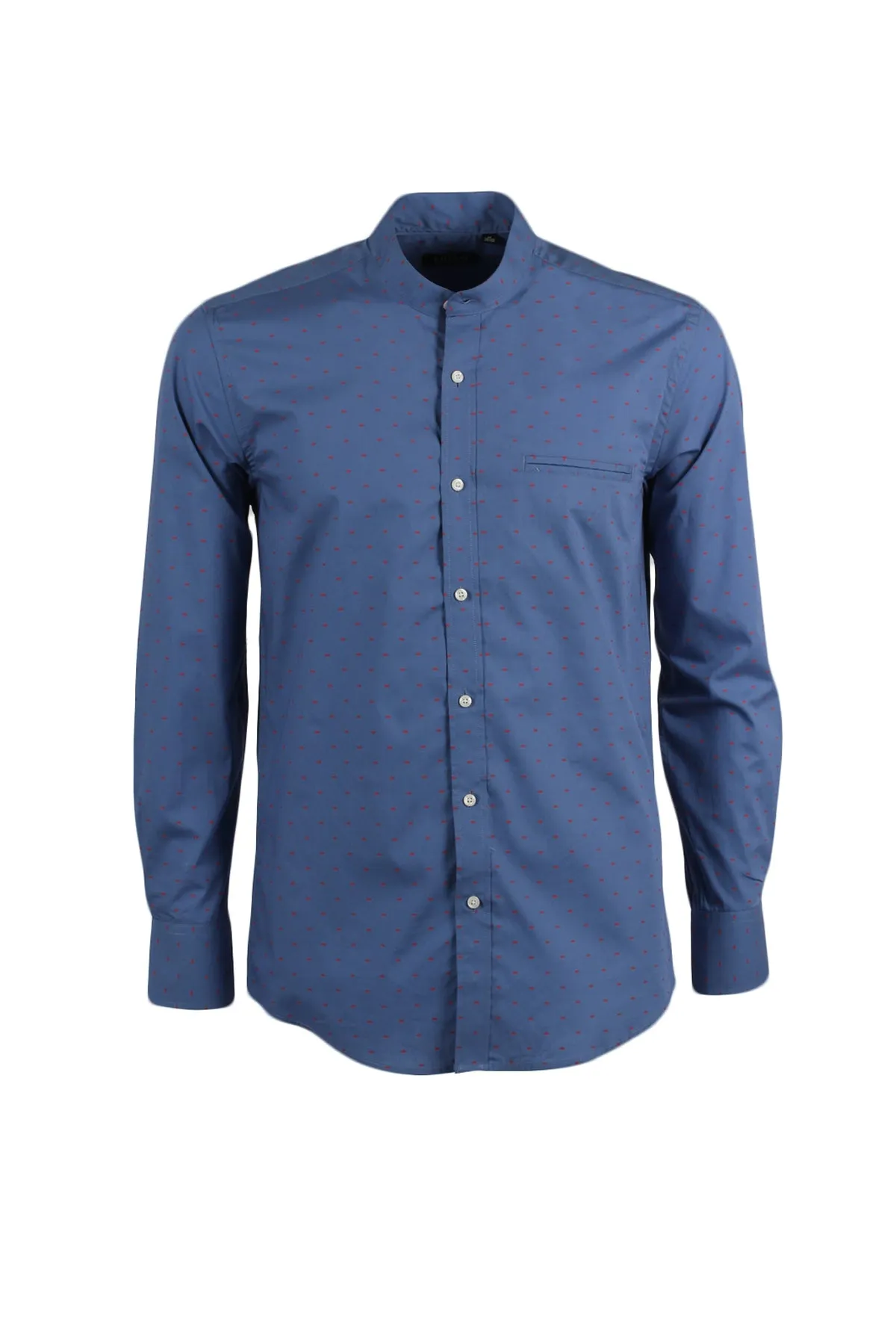 Camicia coreana in cotone con microfantasia