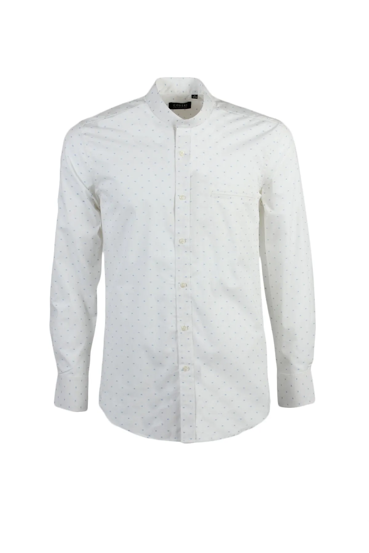 Camicia coreana in cotone con microfantasia