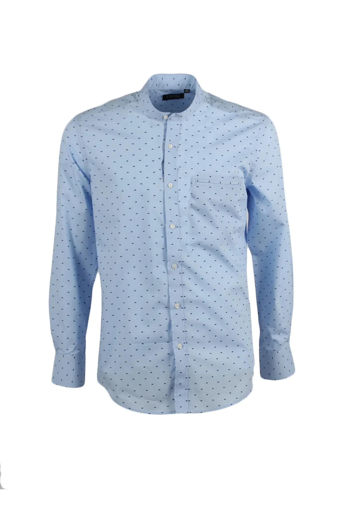 Camicia coreana in cotone con microfantasia