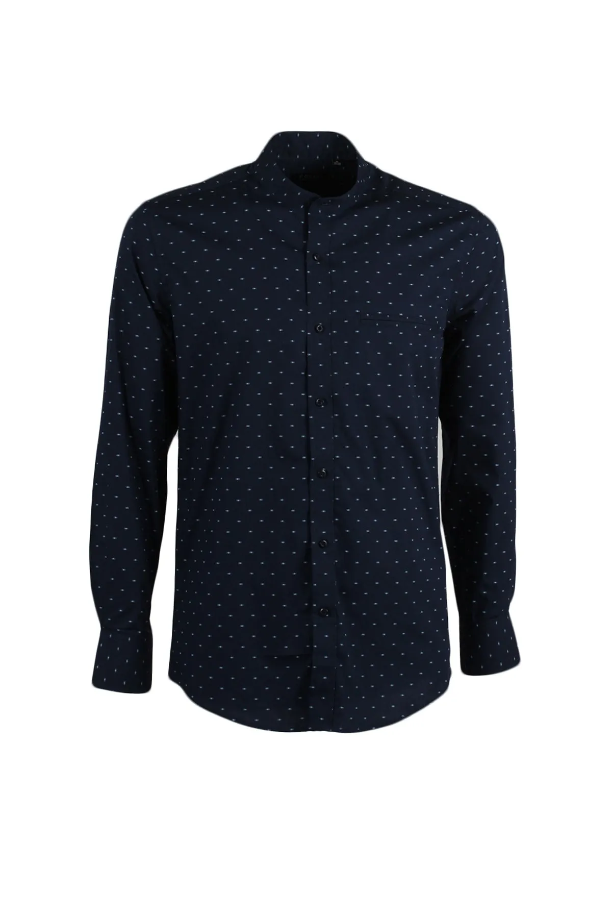 Camicia coreana in cotone con microfantasia