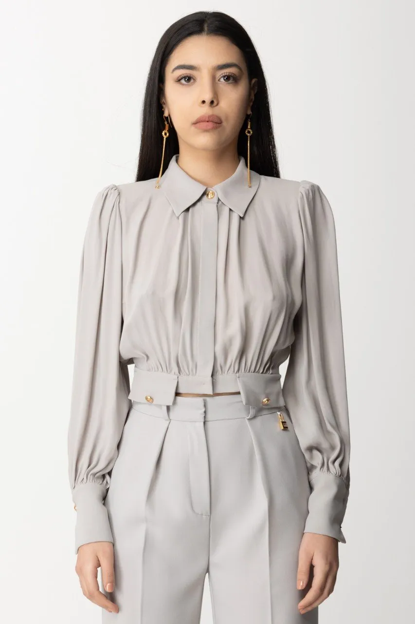 Camicia crop con patte in vita Perla