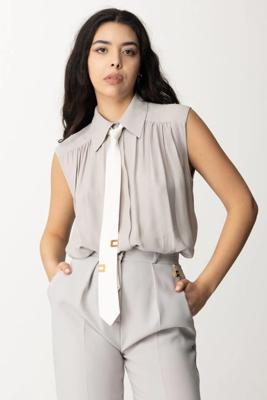 Camicia smanicata con cravatta Perla