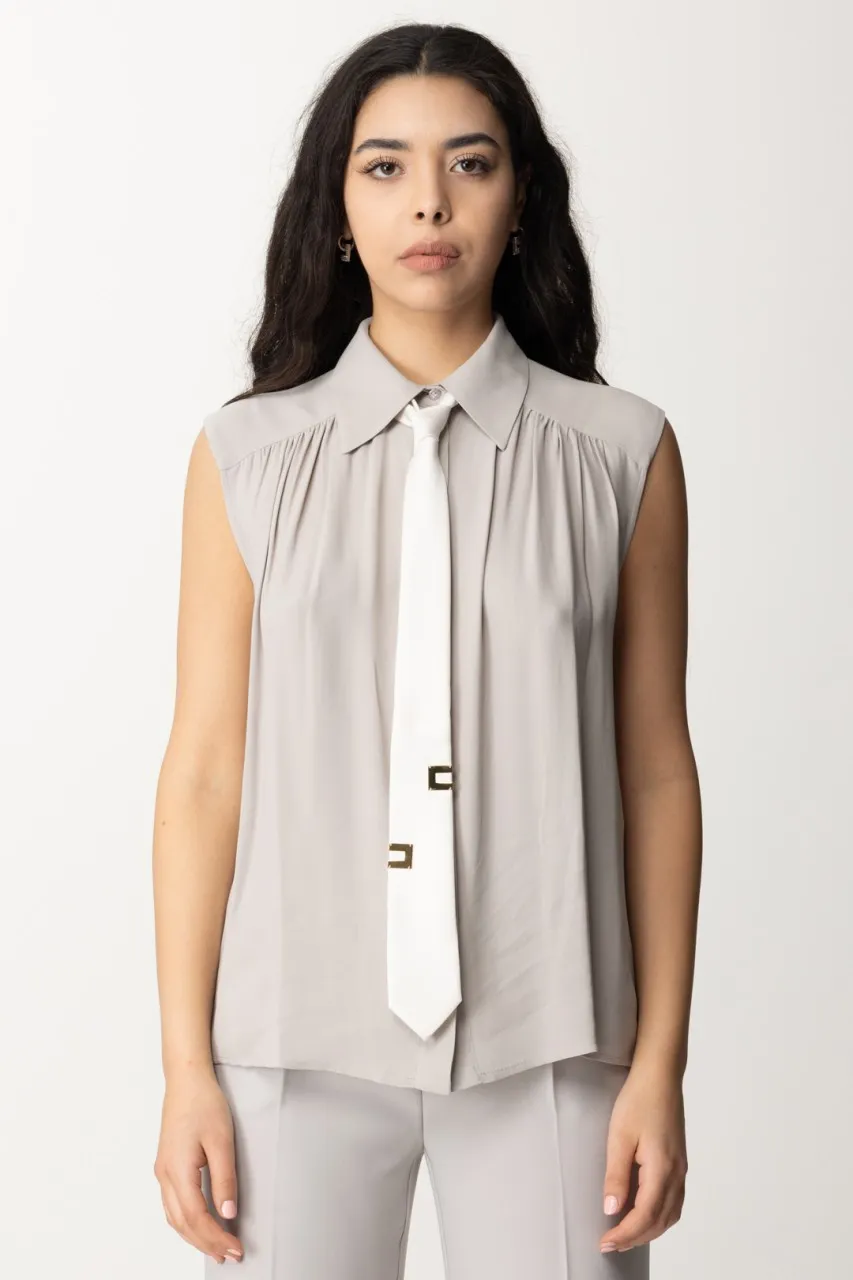 Camicia smanicata con cravatta Perla