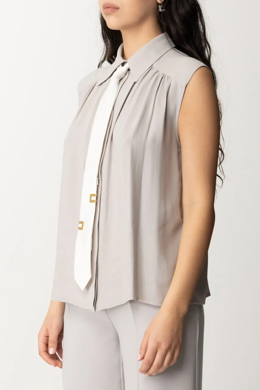 Camicia smanicata con cravatta Perla