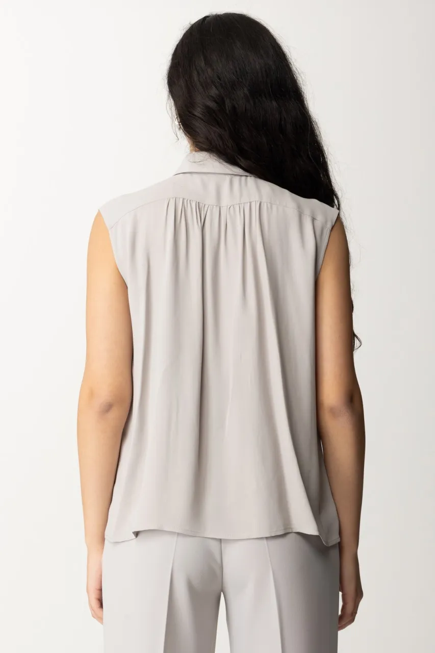 Camicia smanicata con cravatta Perla