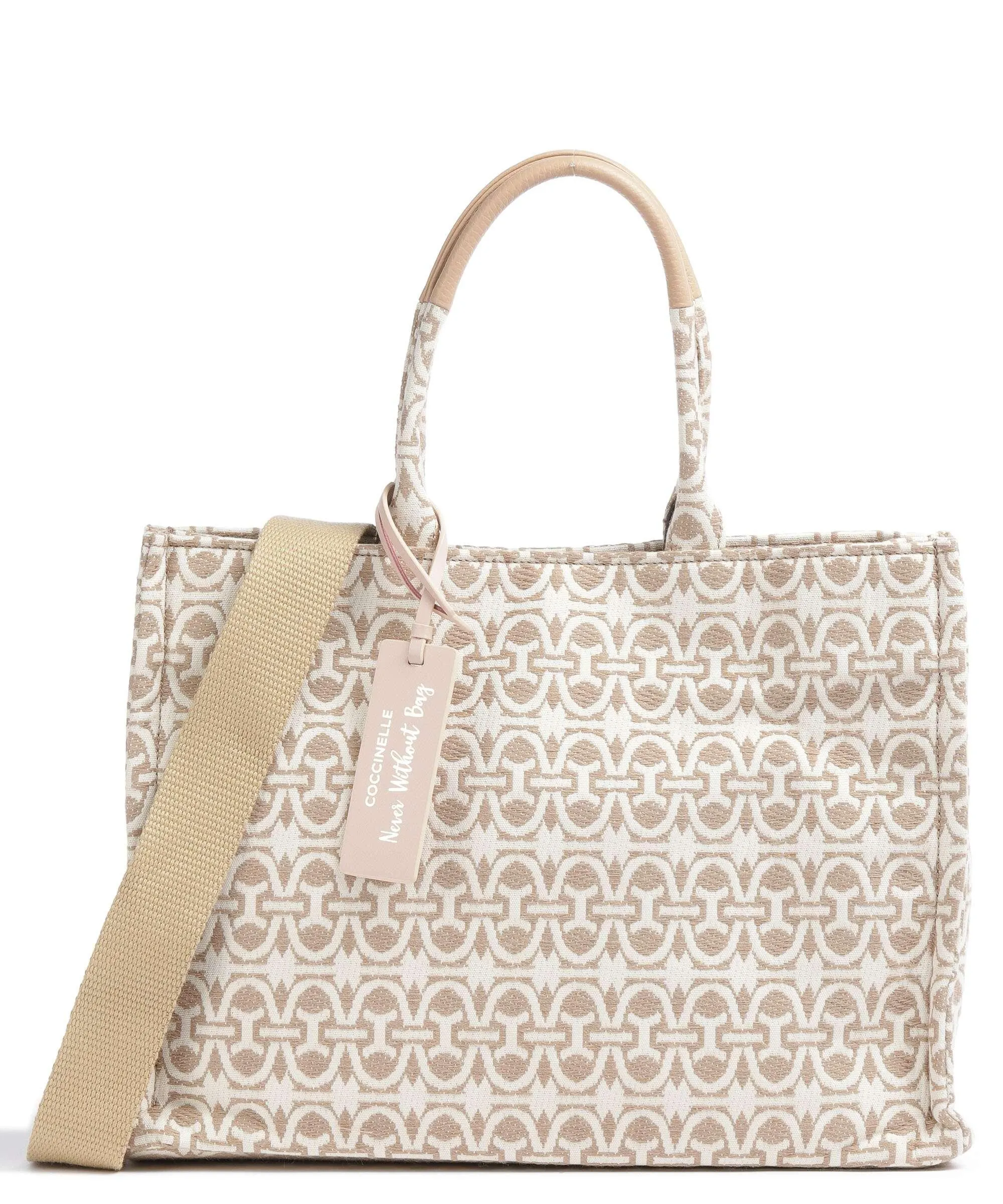  Coccinelle Never Without Bag Monogram Borsa a mano tissu beige  