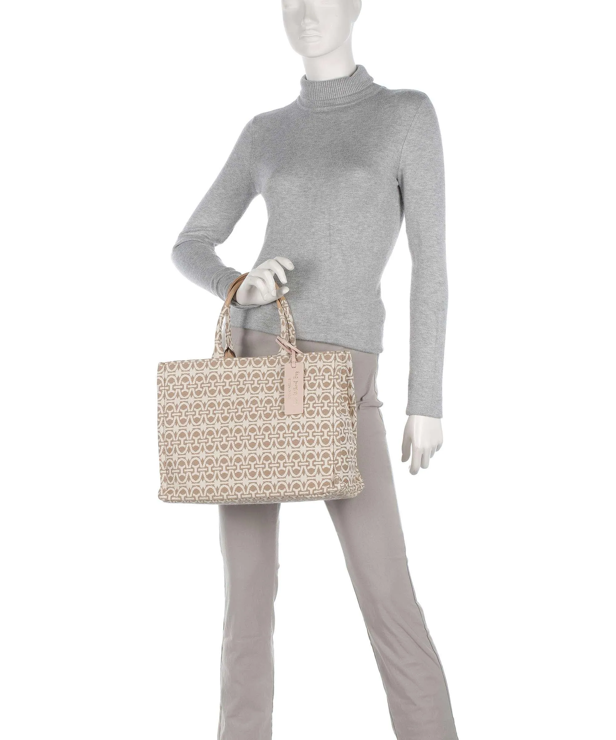  Coccinelle Never Without Bag Monogram Borsa a mano tissu beige  