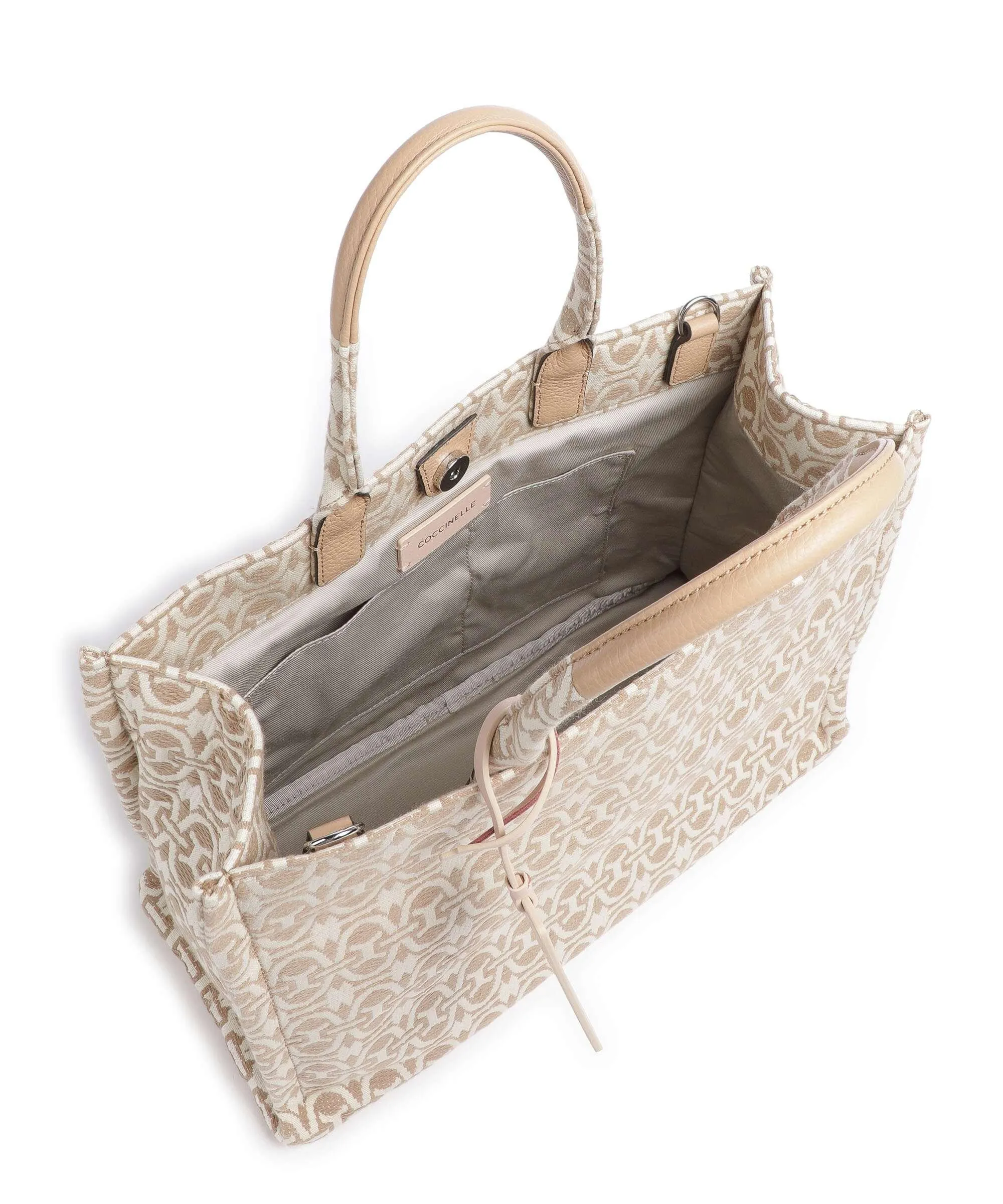  Coccinelle Never Without Bag Monogram Borsa a mano tissu beige  