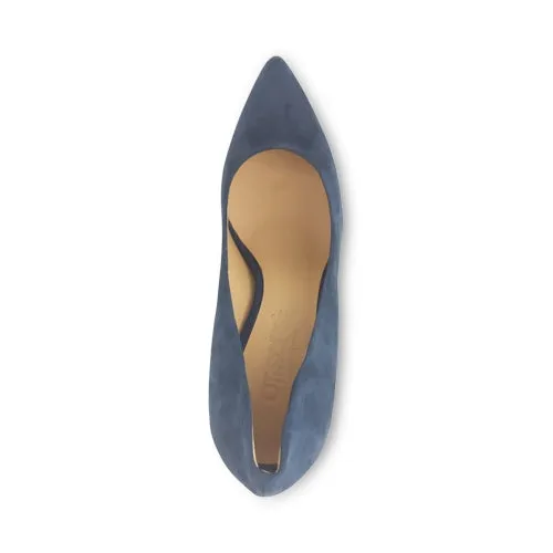 Décolleté blu in camoscio