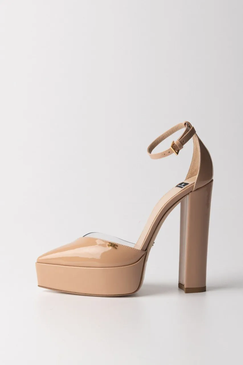 Décolleté con plateau e dettagli in pvc SKIN
