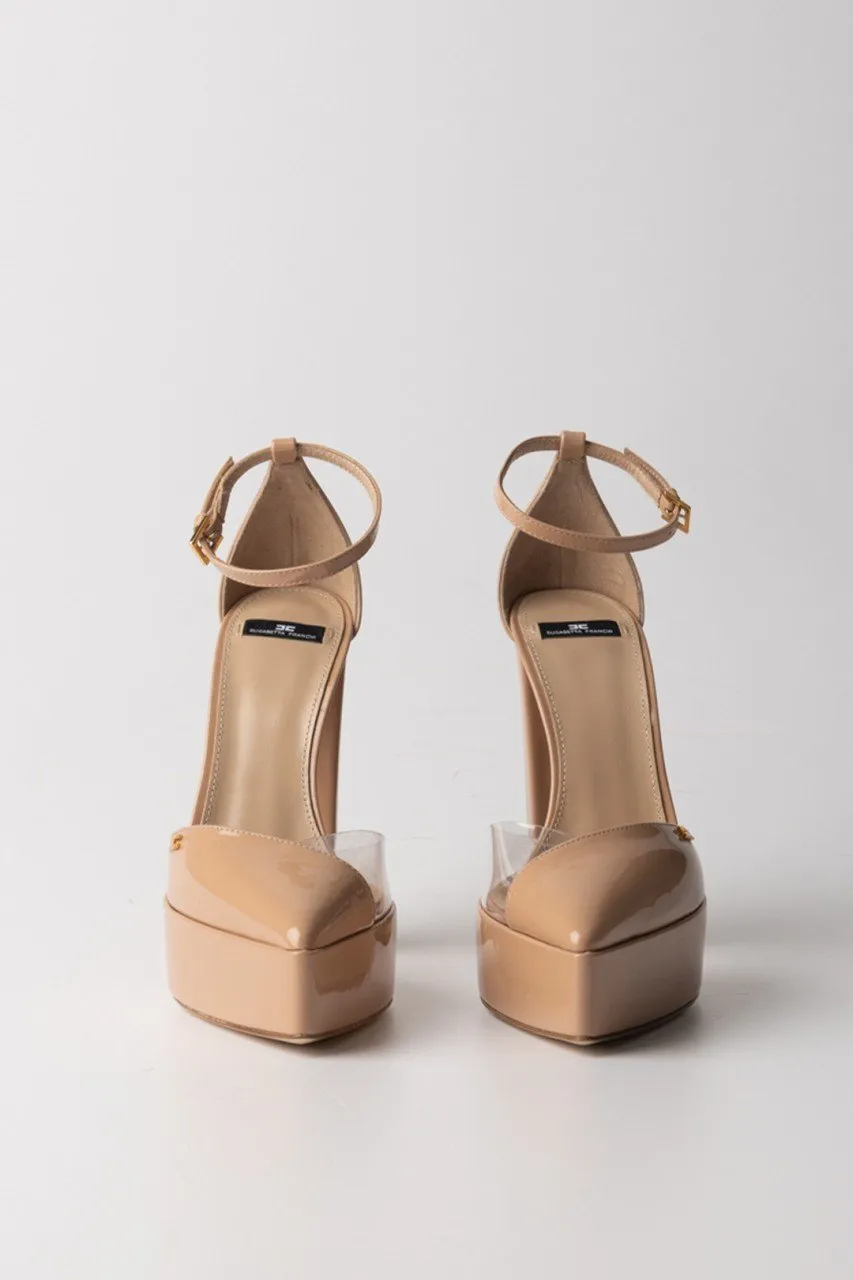 Décolleté con plateau e dettagli in pvc SKIN