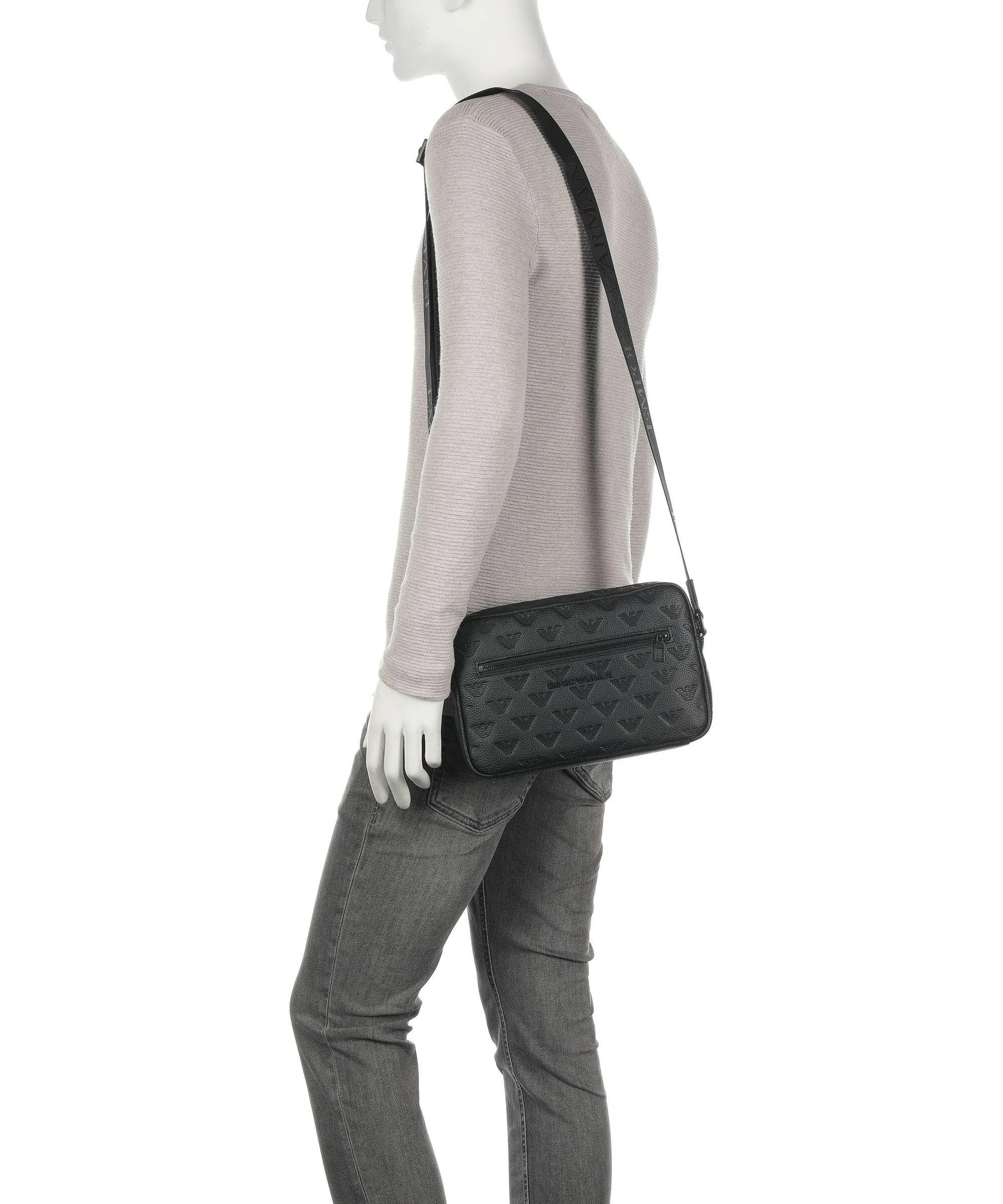 Emporio Armani New Minorca Borsa a tracolla pelle di vacchetta grana nero  