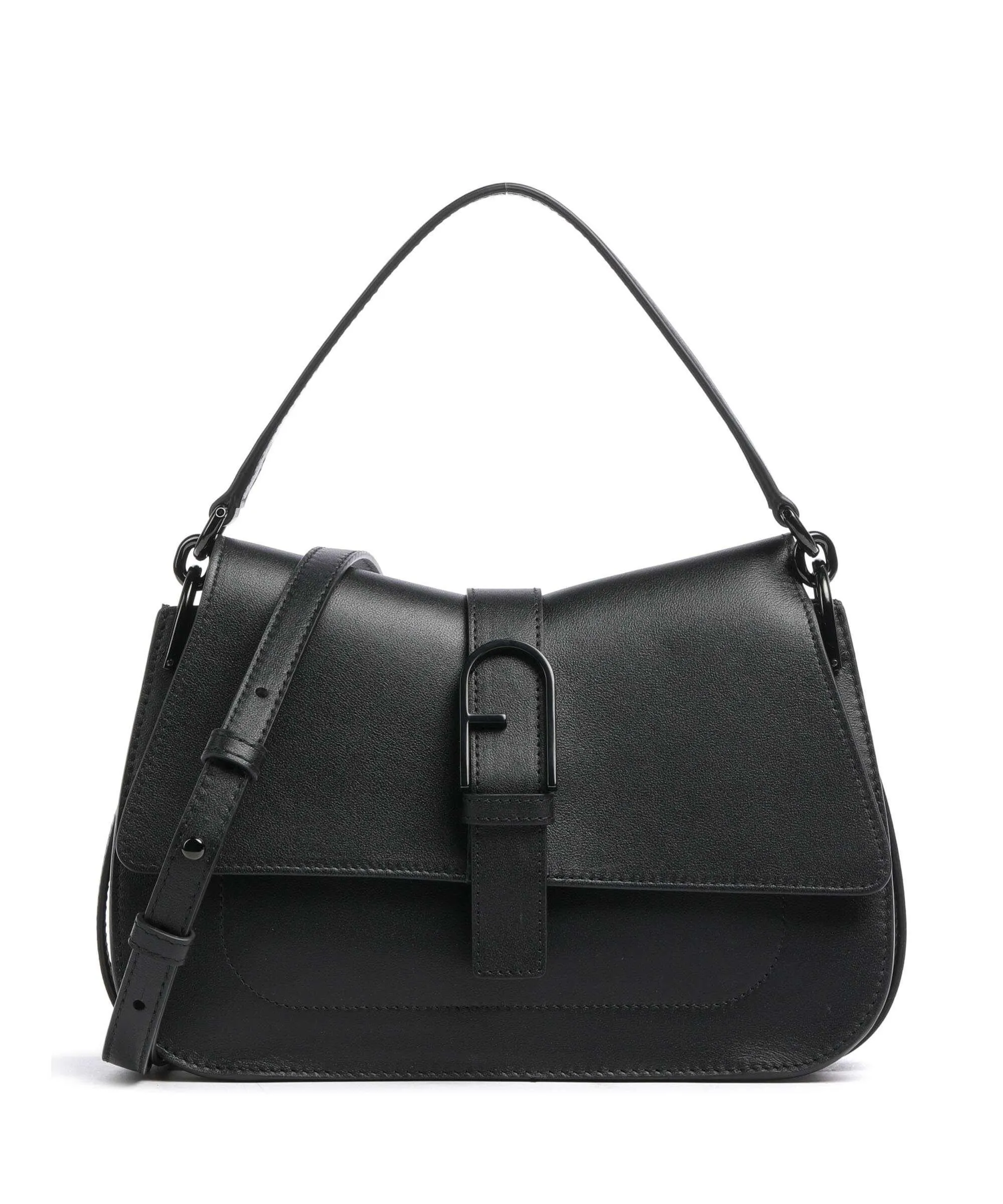  Furla Flow M Borsa a mano pelle a grana fine nero  
