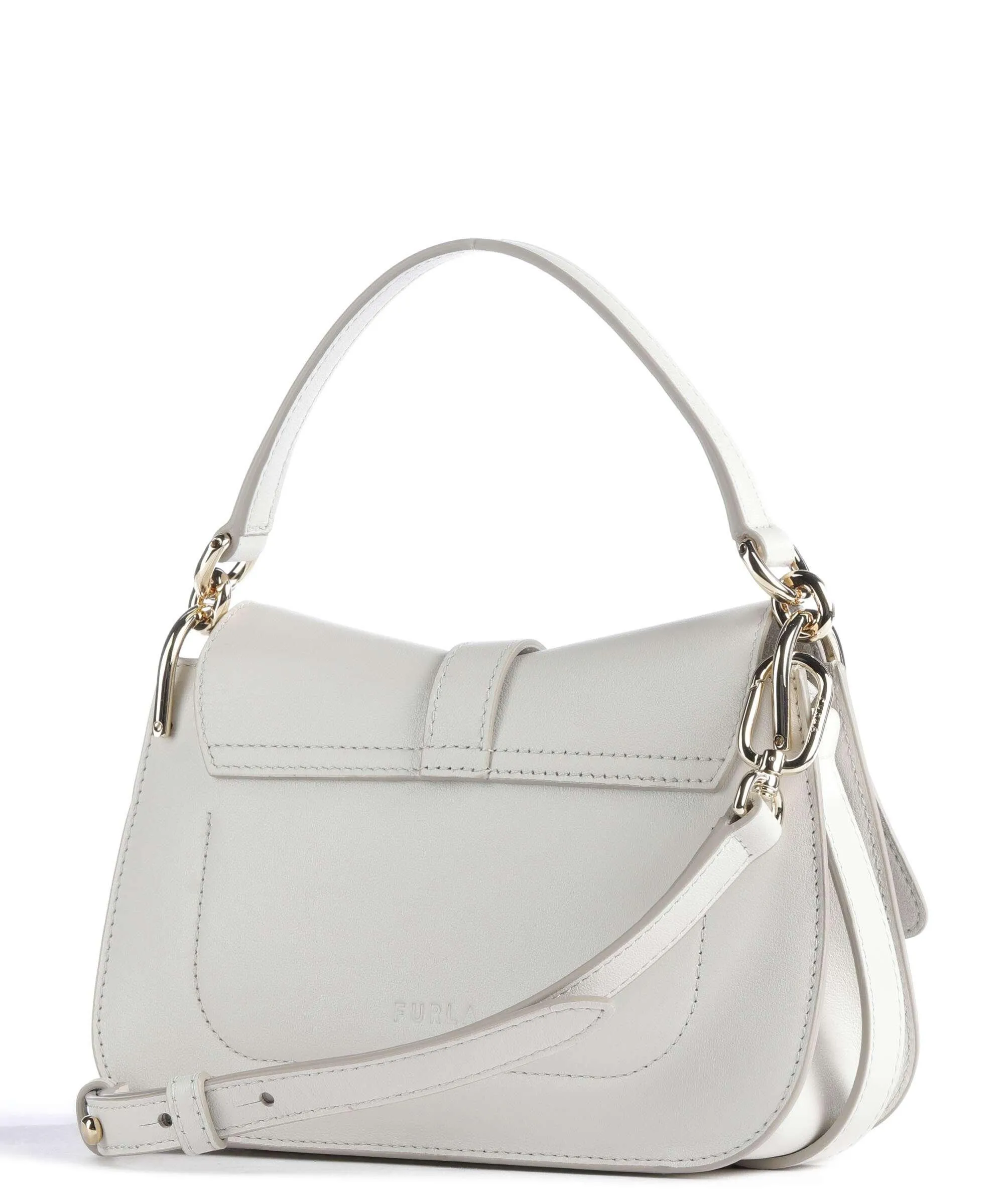  Furla Flow Mini Borsa a mano pelle a grana fine avorio  