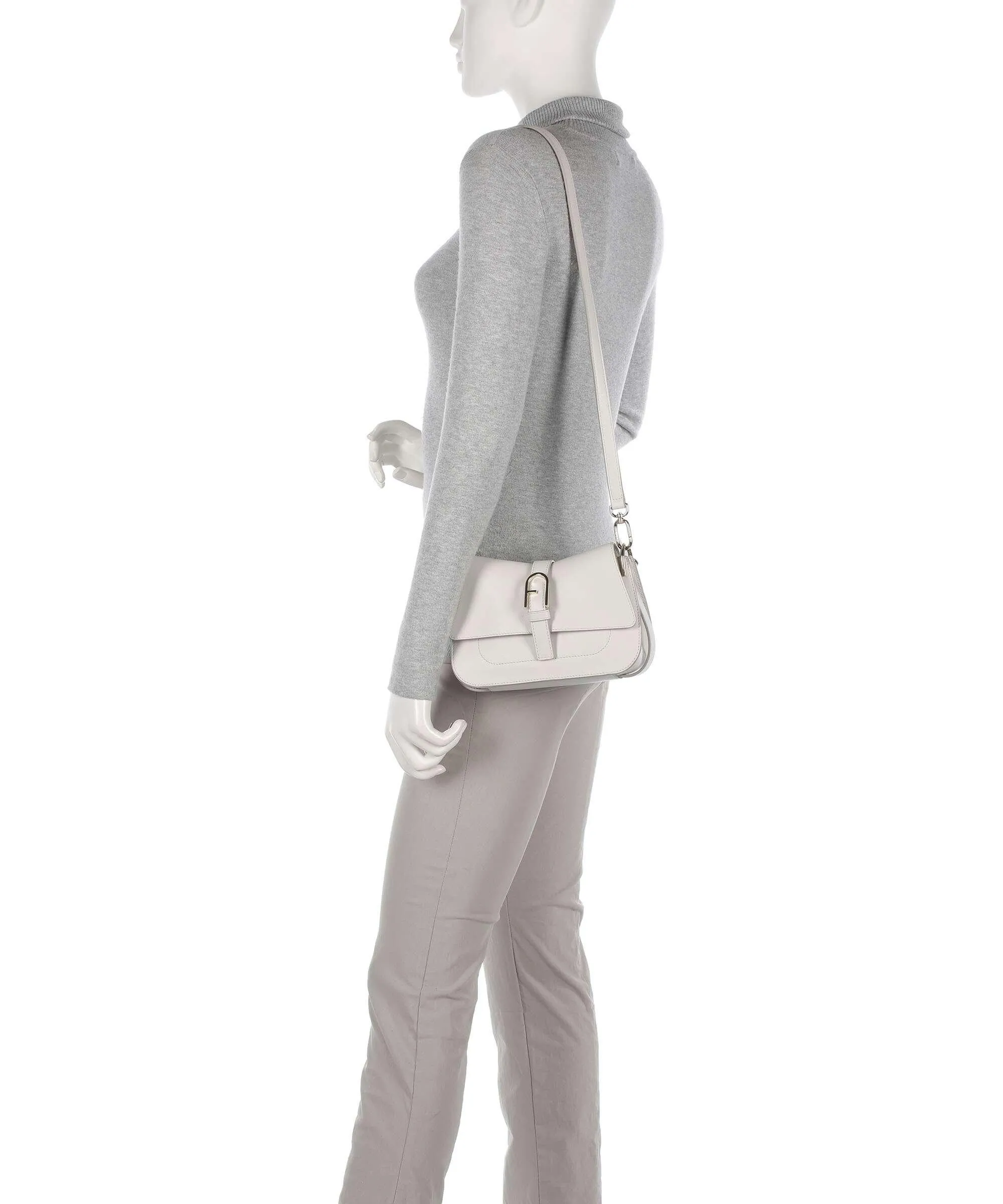  Furla Flow Mini Borsa a mano pelle a grana fine avorio  