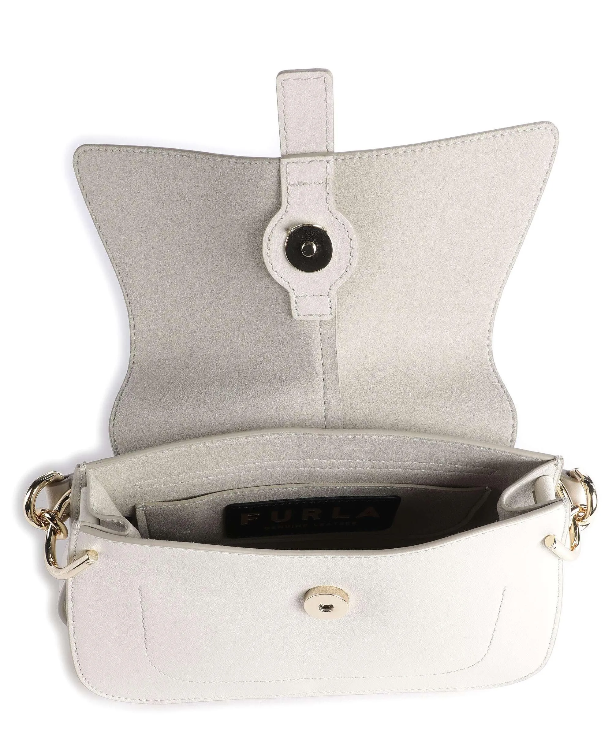  Furla Flow Mini Borsa a mano pelle a grana fine avorio  