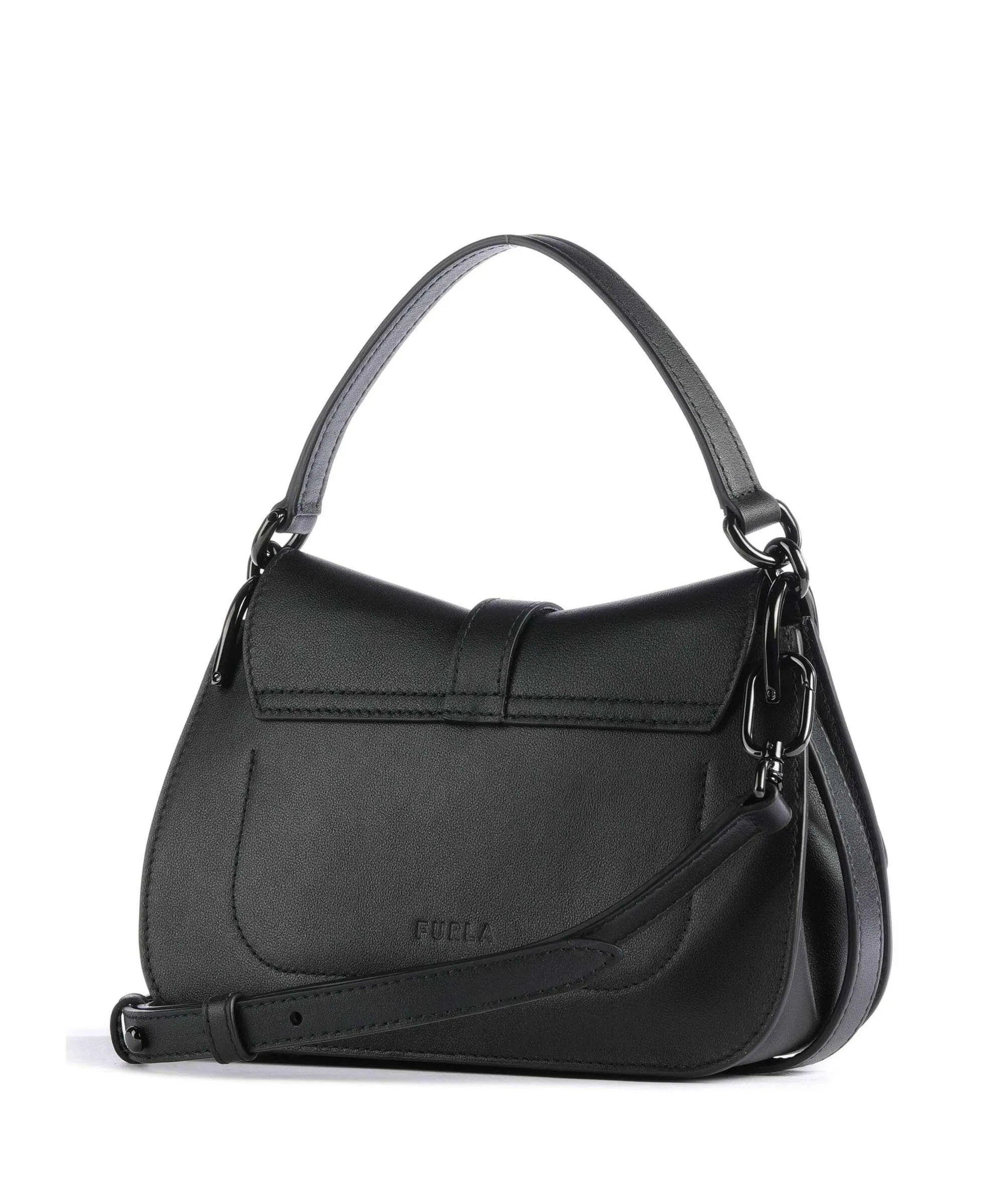  Furla Flow Mini Borsa a mano pelle a grana fine nero  