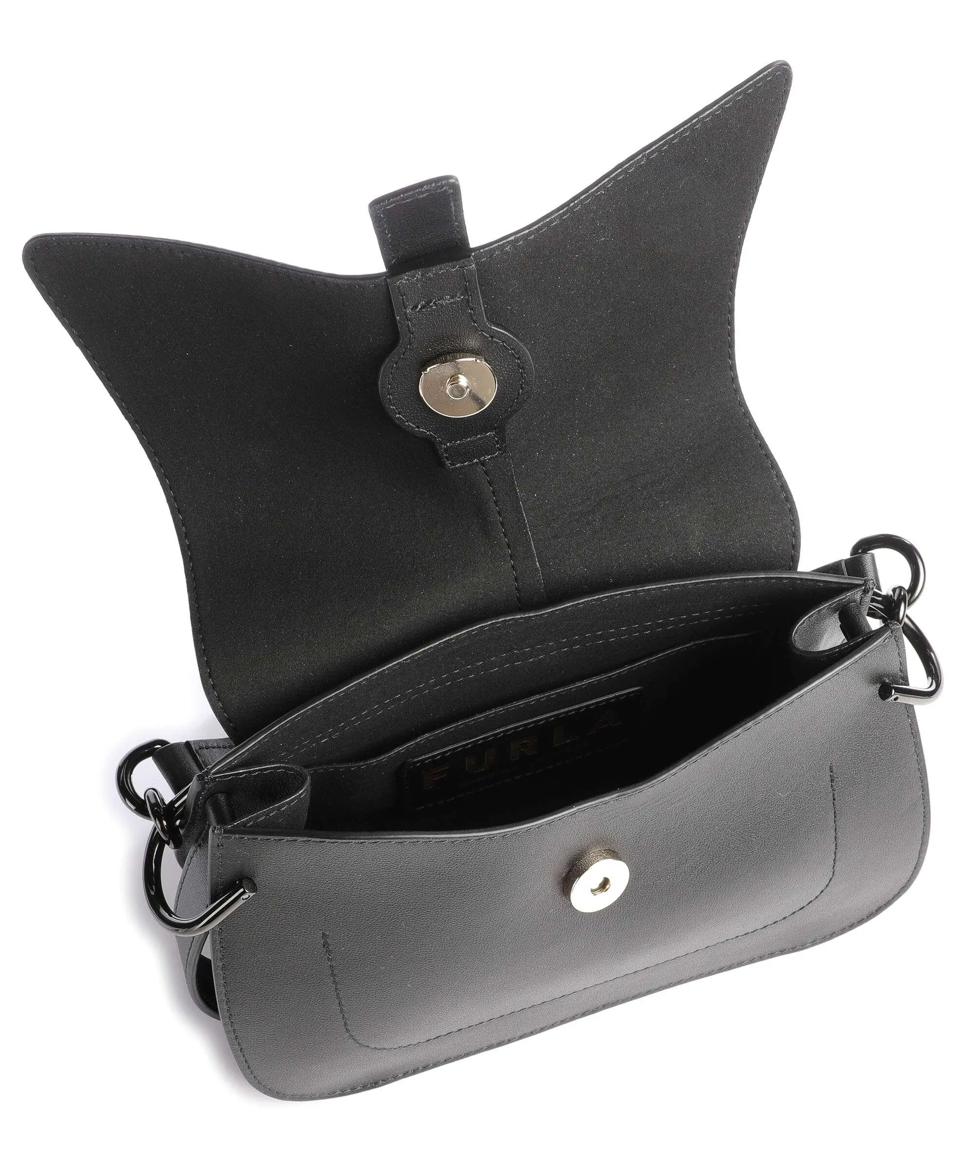  Furla Flow Mini Borsa a mano pelle a grana fine nero  