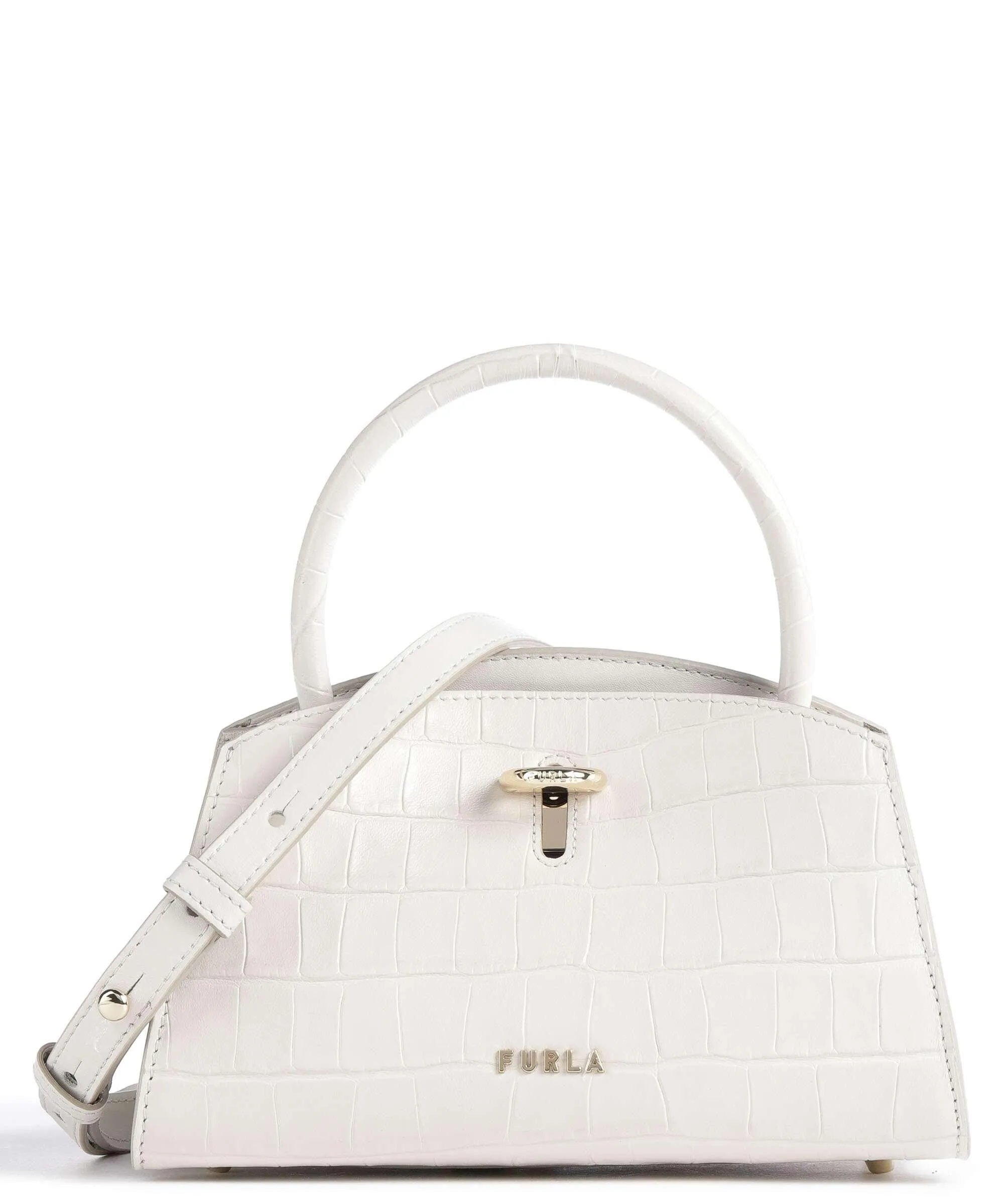  Furla Genesi Borsa a mano pelle in rilievo, pelle ruvida avorio  