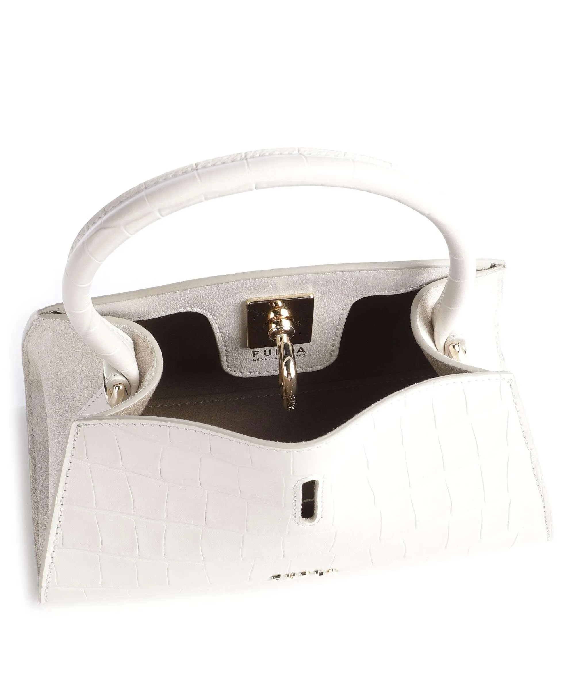  Furla Genesi Borsa a mano pelle in rilievo, pelle ruvida avorio  