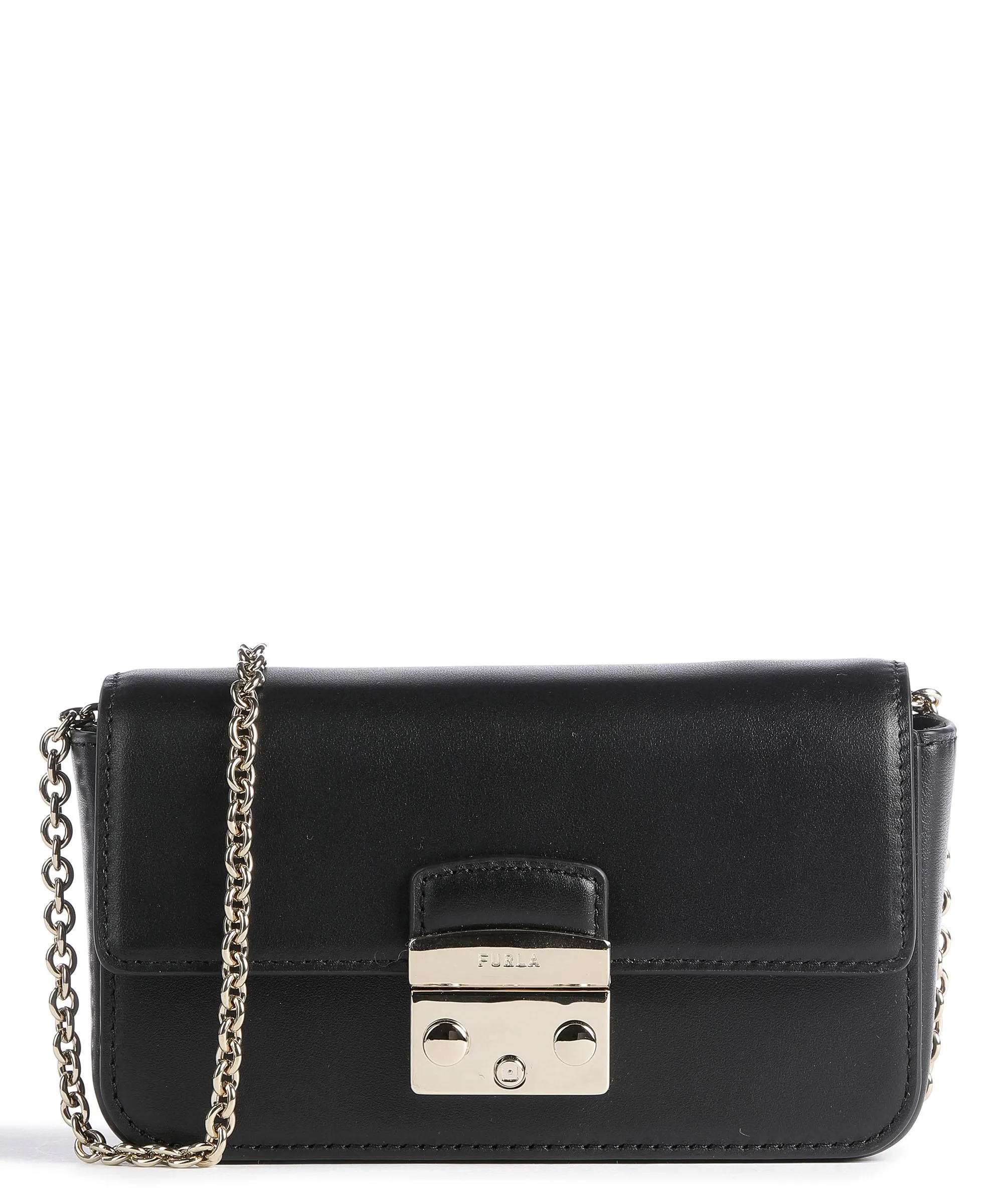  Furla Metropolis Mini Borsa a tracolla pelle granulata nero  
