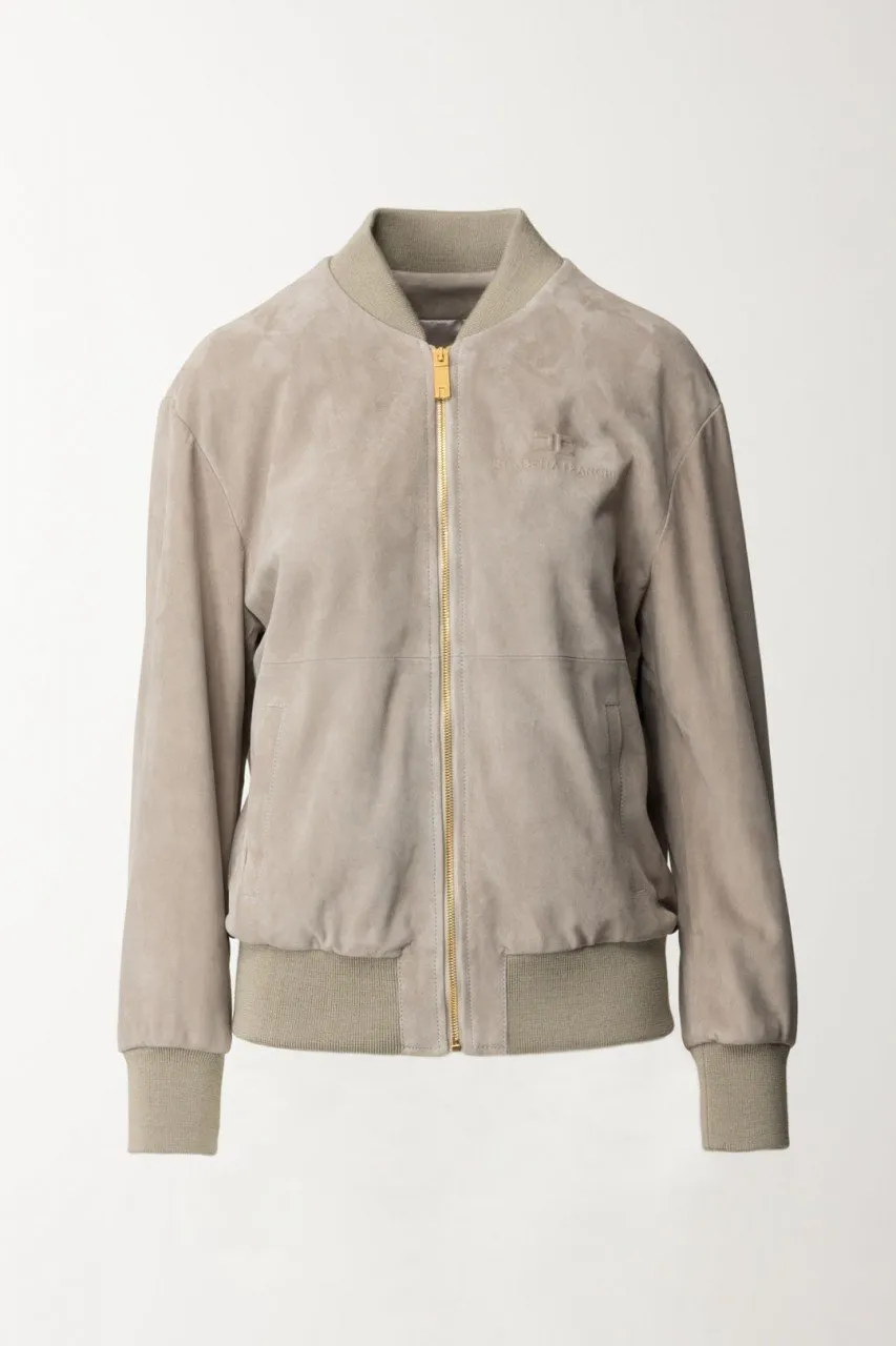 Giacca bomber in pelle scamosciata Perla