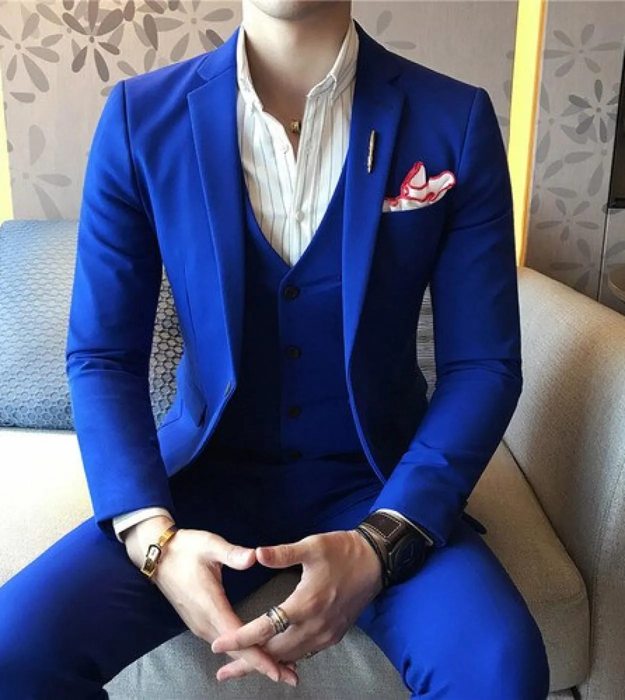 Giacca  Gilet  Pantaloni Abito da uomo Tinta unita Abiti classici da uomo Abito da ballo rosso Nero Bianco Blu Abito da spos