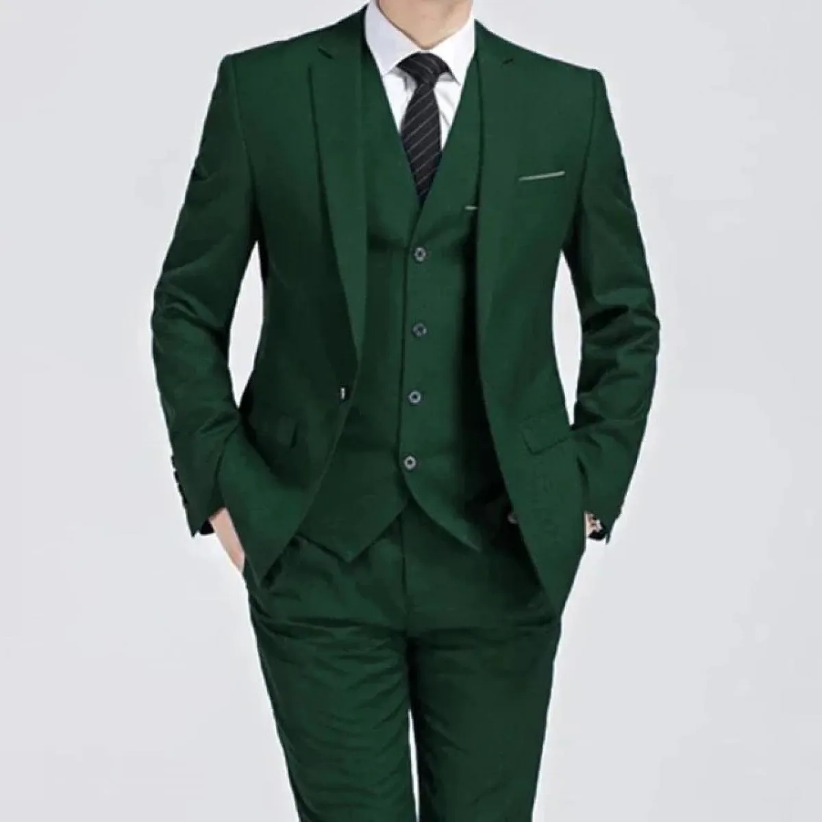 Giacca Pantaloni Gilet Uomo 3 Pezzi Slim Pantaloni da Abito Casual Set Maschile Abito da Sposo da Sposa Blazer da Lavoro Pantalo