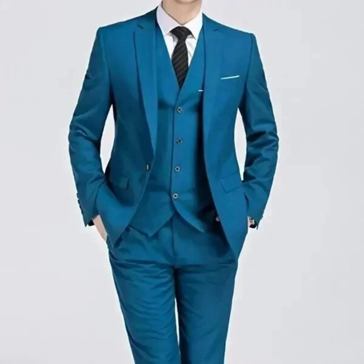 Giacca Pantaloni Gilet Uomo 3 Pezzi Slim Pantaloni da Abito Casual Set Maschile Abito da Sposo da Sposa Blazer da Lavoro Pantalo
