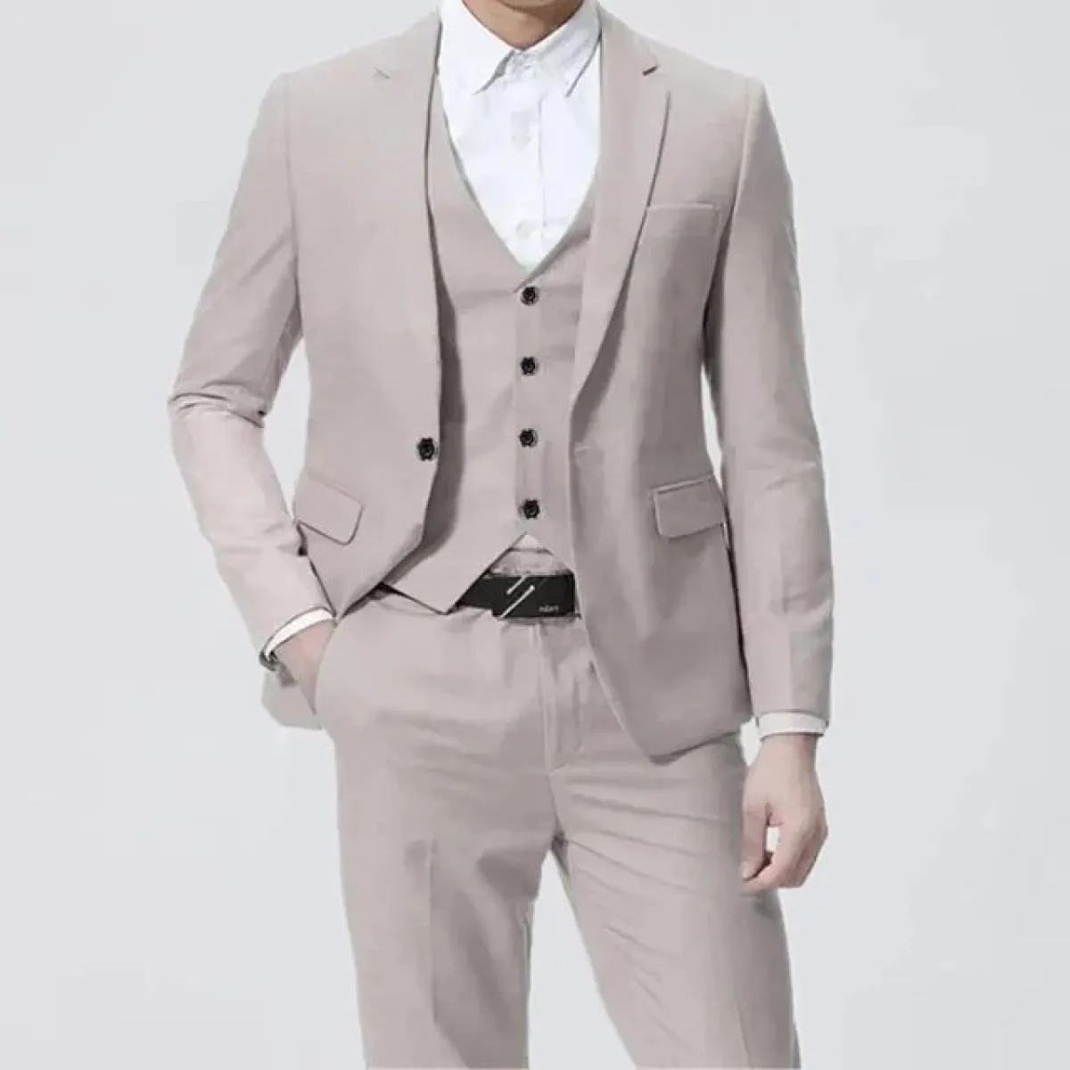 Giacca Pantaloni Gilet Uomo 3 Pezzi Slim Pantaloni da Abito Casual Set Maschile Abito da Sposo da Sposa Blazer da Lavoro Pantalo