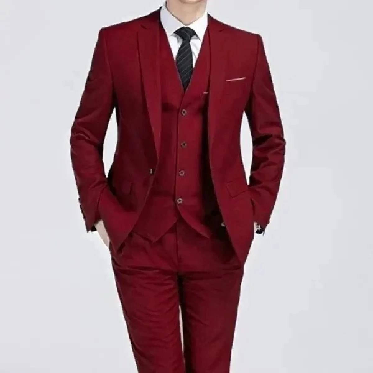 Giacca Pantaloni Gilet Uomo 3 Pezzi Slim Pantaloni da Abito Casual Set Maschile Abito da Sposo da Sposa Blazer da Lavoro Pantalo
