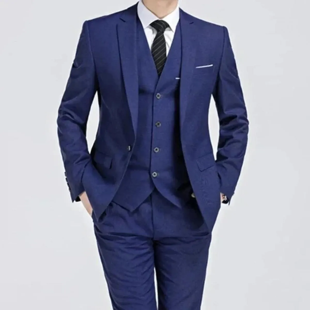 Giacca Pantaloni Gilet Uomo 3 Pezzi Slim Pantaloni da Abito Casual Set Maschile Abito da Sposo da Sposa Blazer da Lavoro Pantalo