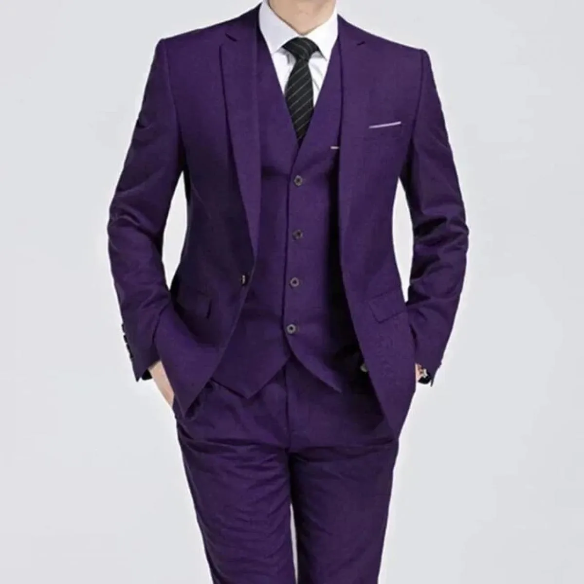 Giacca Pantaloni Gilet Uomo 3 Pezzi Slim Pantaloni da Abito Casual Set Maschile Abito da Sposo da Sposa Blazer da Lavoro Pantalo