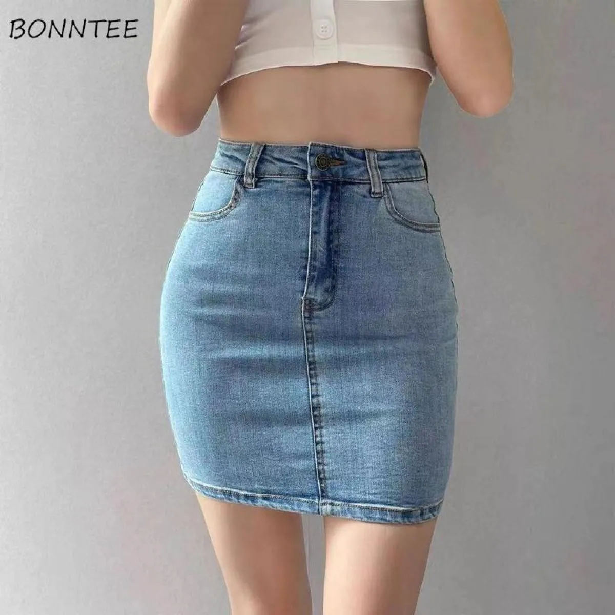 Gonna di jeans casual alla moda Gonna di jeans Minigonne da donna Mini gonna di jeans da donna Gonne