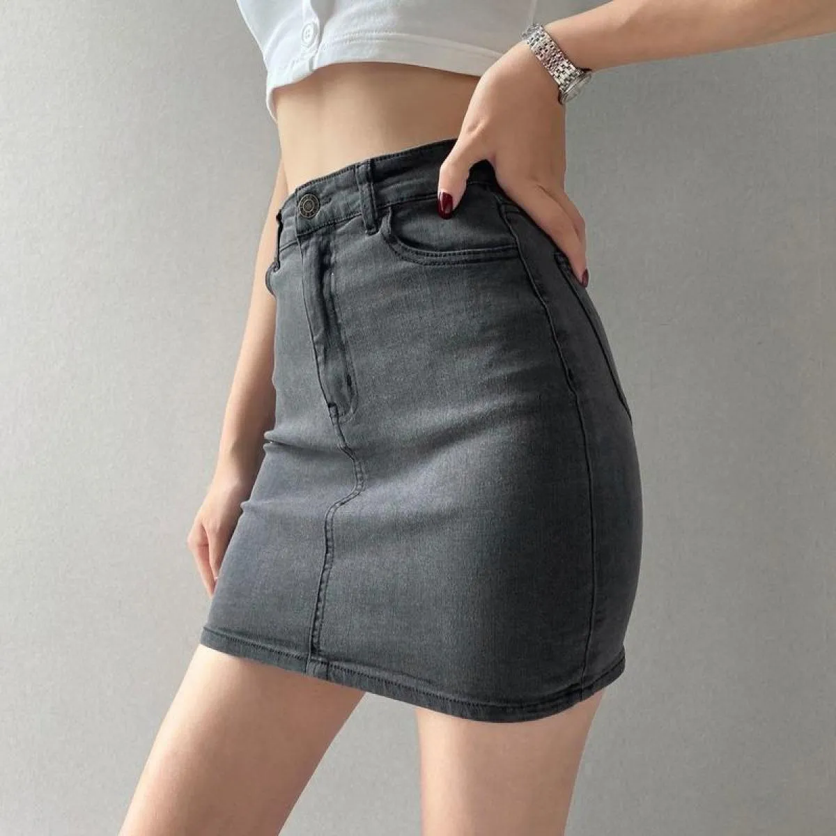 Gonna di jeans casual alla moda Gonna di jeans Minigonne da donna Mini gonna di jeans da donna Gonne