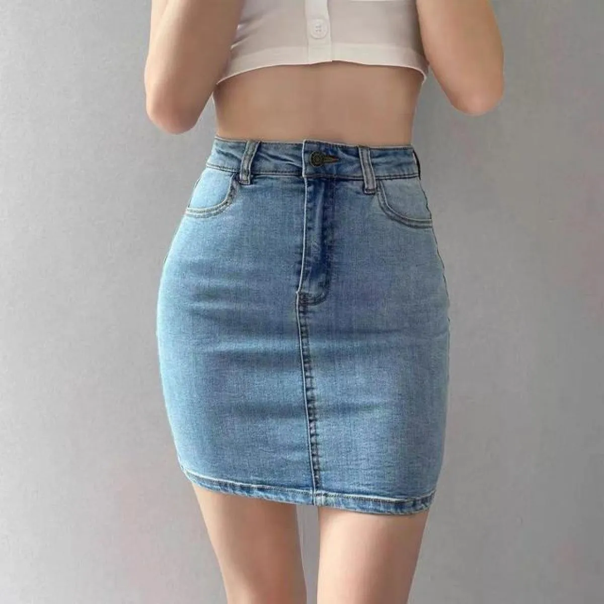 Gonna di jeans casual alla moda Gonna di jeans Minigonne da donna Mini gonna di jeans da donna Gonne