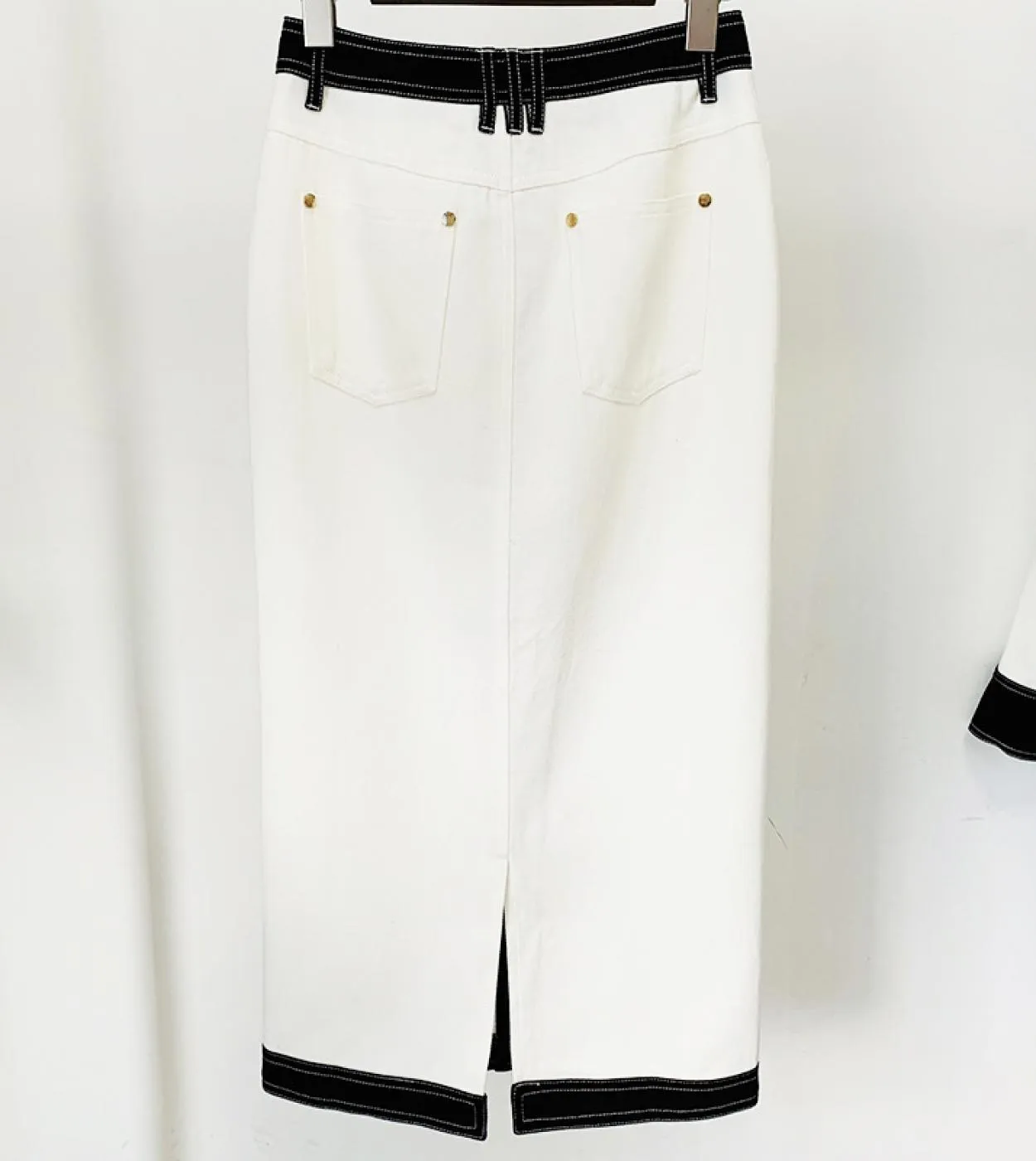 Gonna giacca adatta a due pezzi Set 2022 Fashion New White Black Colour Matching Giacca corta in denim Gonna lunga Suit Two Pi