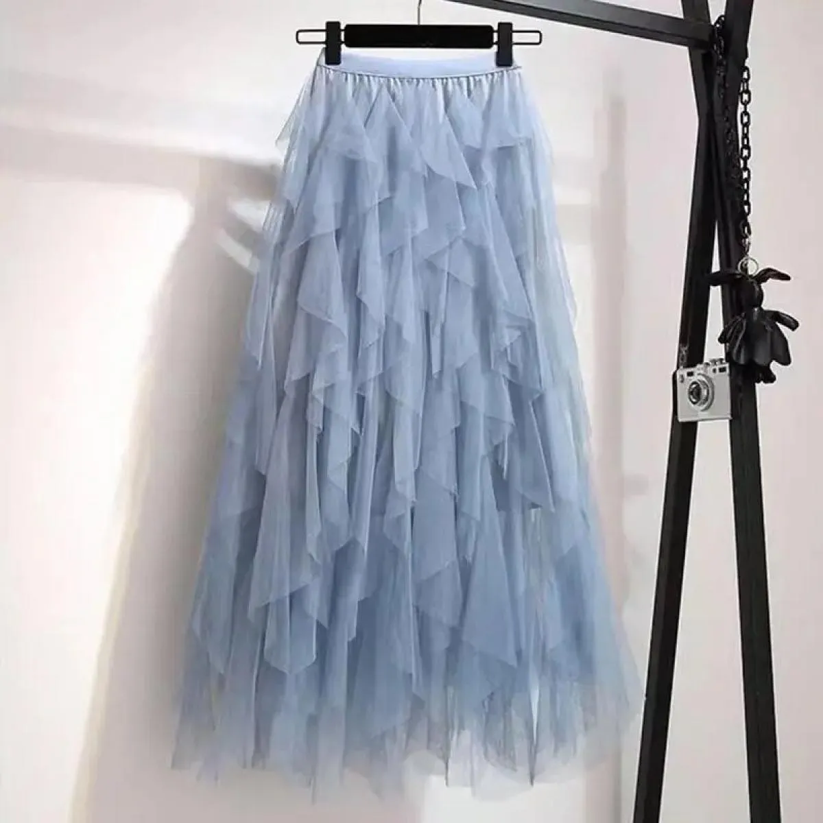 Gonna lunga lunga in tulle tutù Gonna lunga da donna alla moda Gonna a pieghe a vita alta carina Gonna a strati da donna in rete