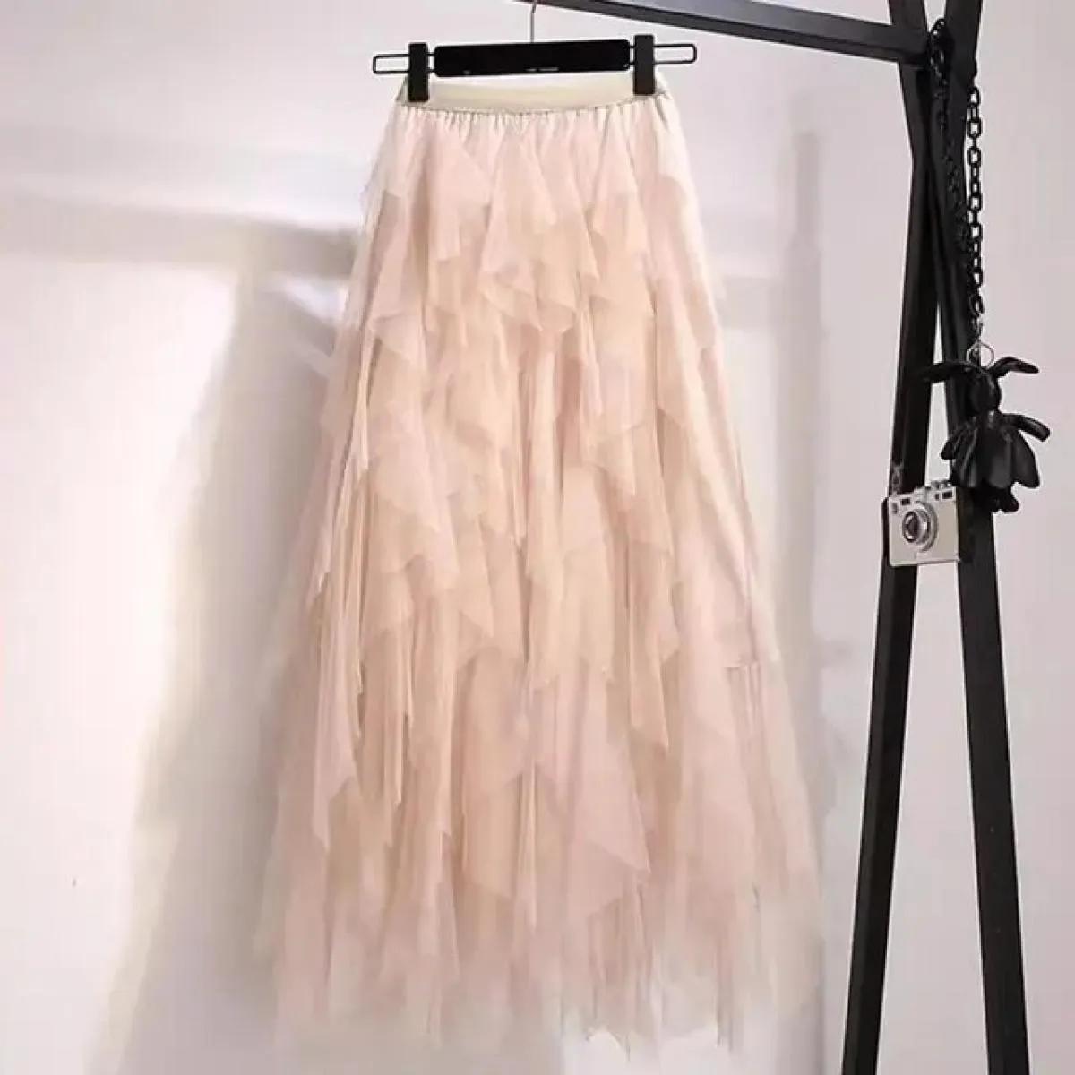 Gonna lunga lunga in tulle tutù Gonna lunga da donna alla moda Gonna a pieghe a vita alta carina Gonna a strati da donna in rete