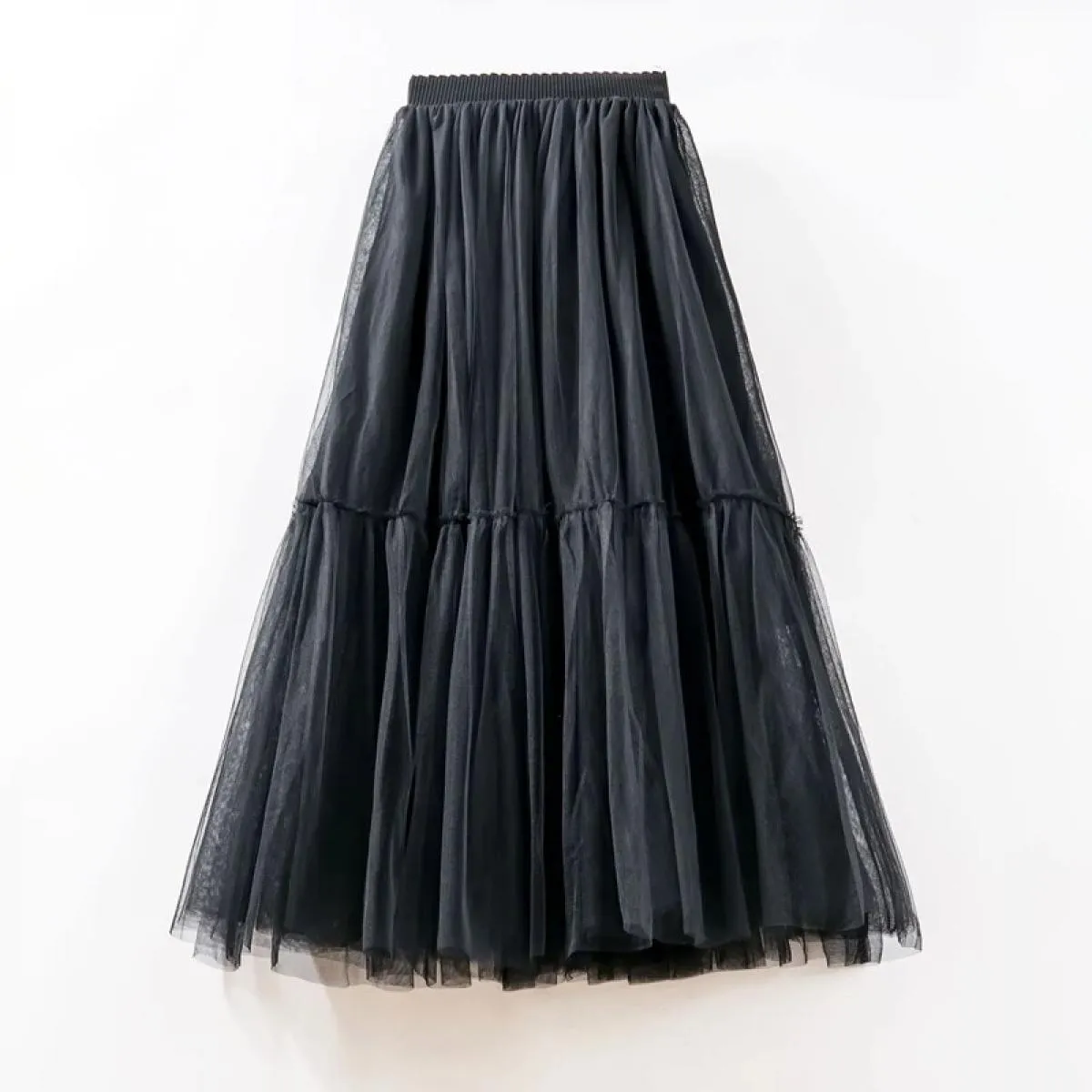 Gonne maxi lunghe in tulle per donna Gonna a pieghe gotica nera Gonna casual a strati Gonna tutù patchwork