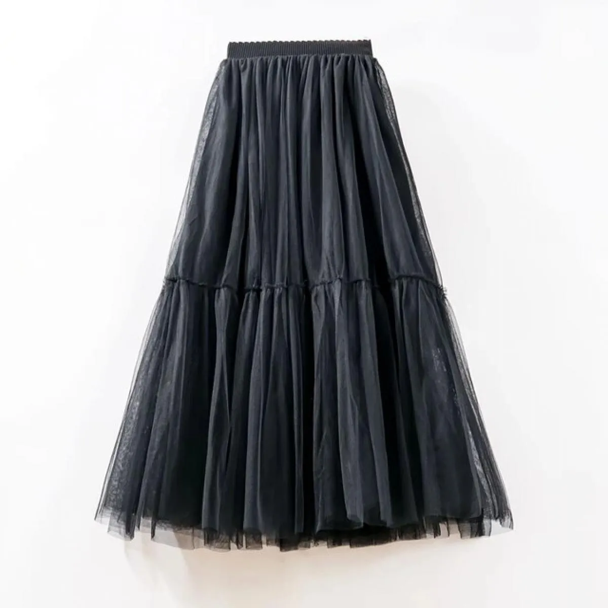 Gonne maxi lunghe in tulle per donna Gonna a pieghe gotica nera Gonna casual a strati Gonna tutù patchwork