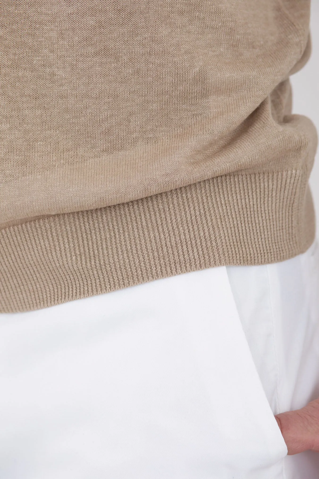 GUARINO Polo Seta e Lino Maniche Corte Beige