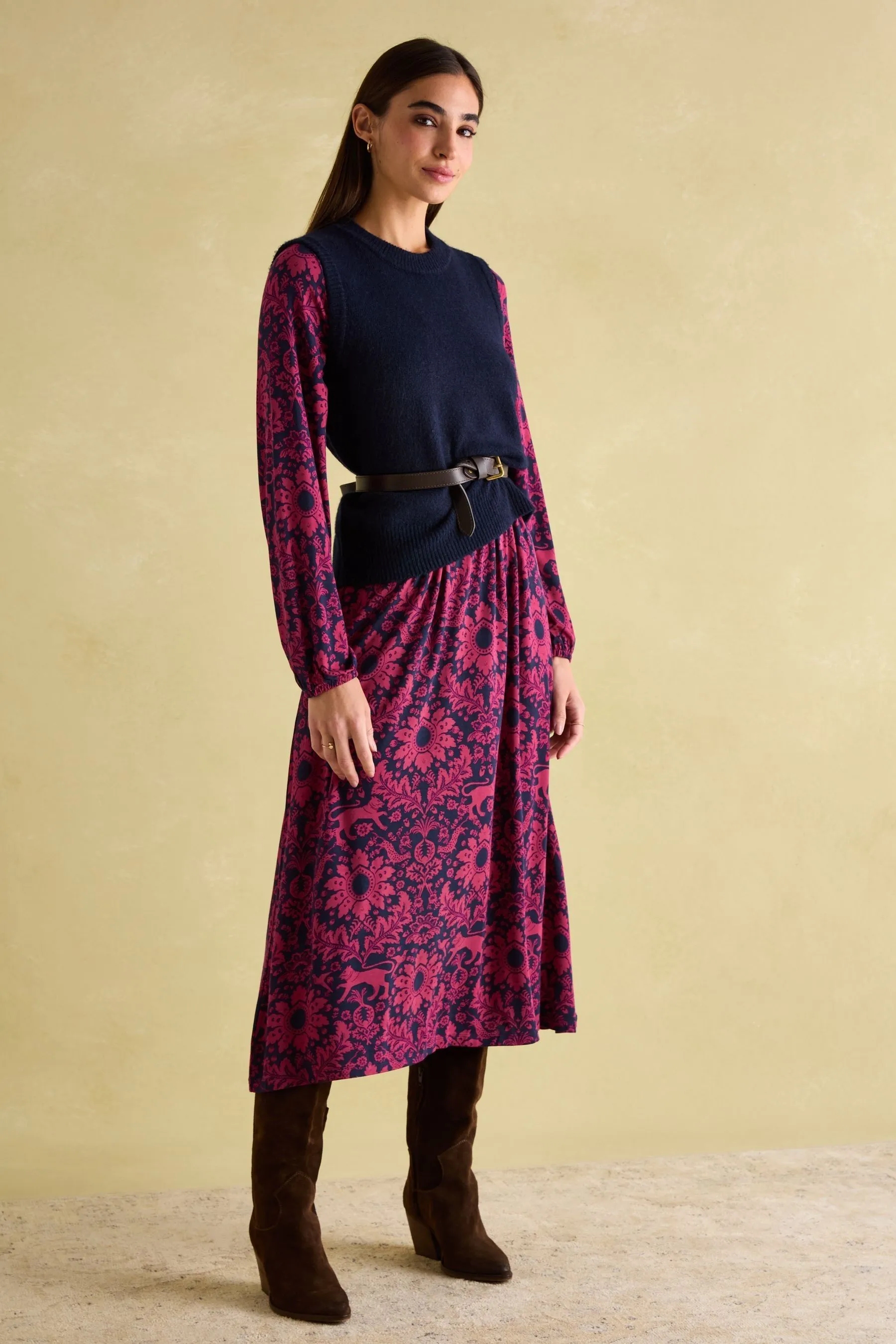 Joules Nia Long Sleeve Midaxi Vestito    