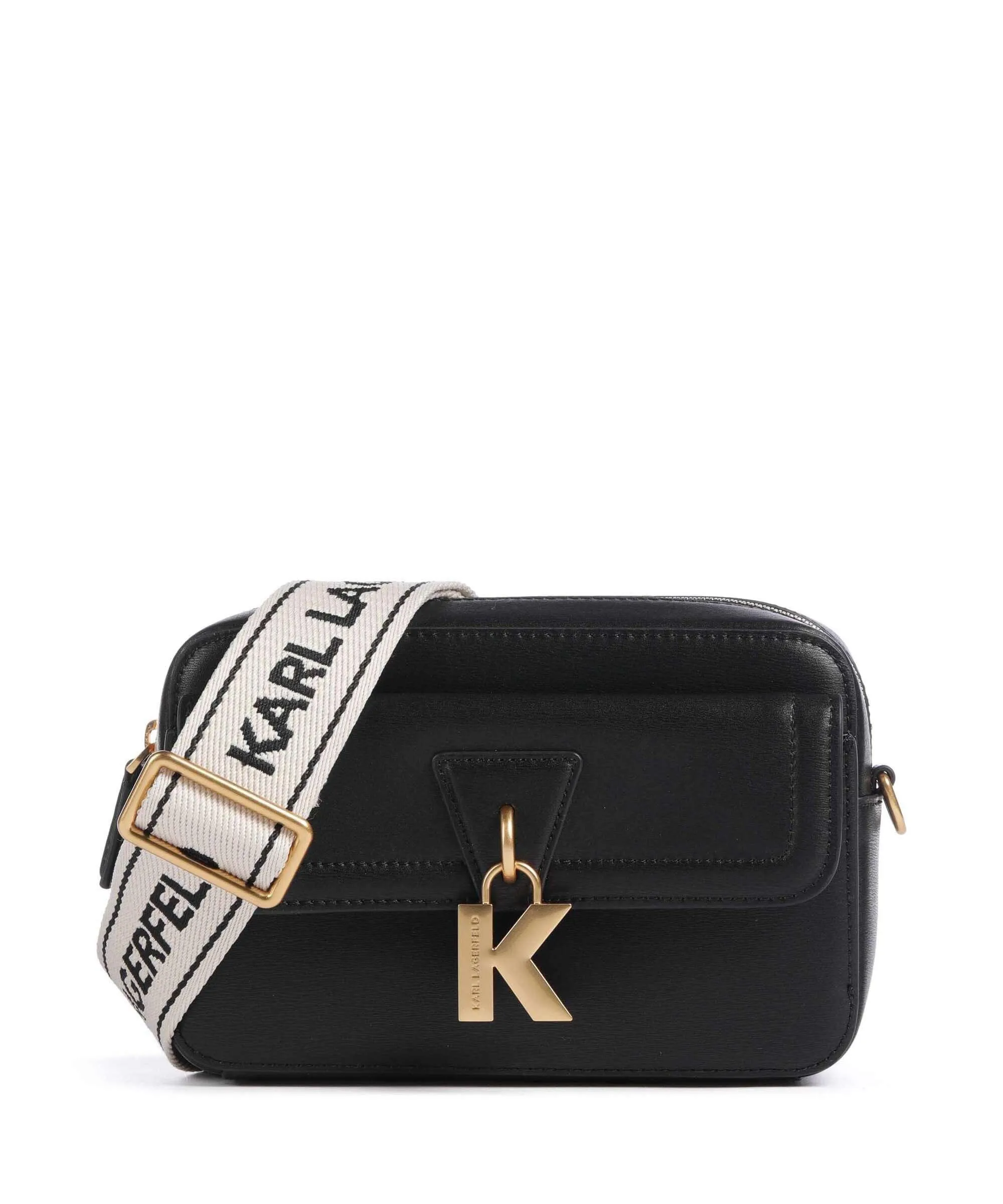  Karl Lagerfeld K/Lock Borsa a tracolla pelle di vacchetta finemente grana nero  