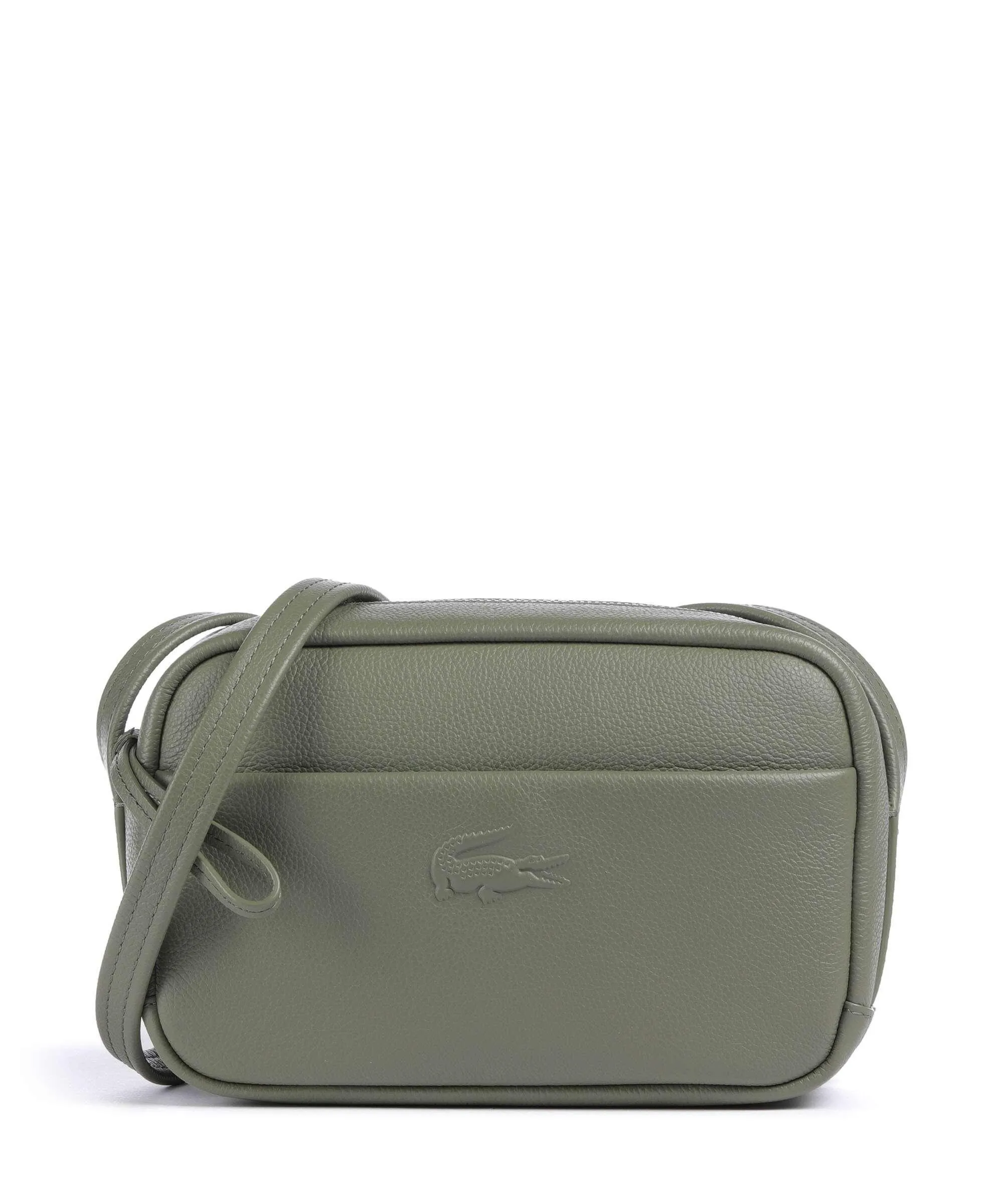  Lacoste City Court Borsa a tracolla pelle di vacchetta grana cachi  