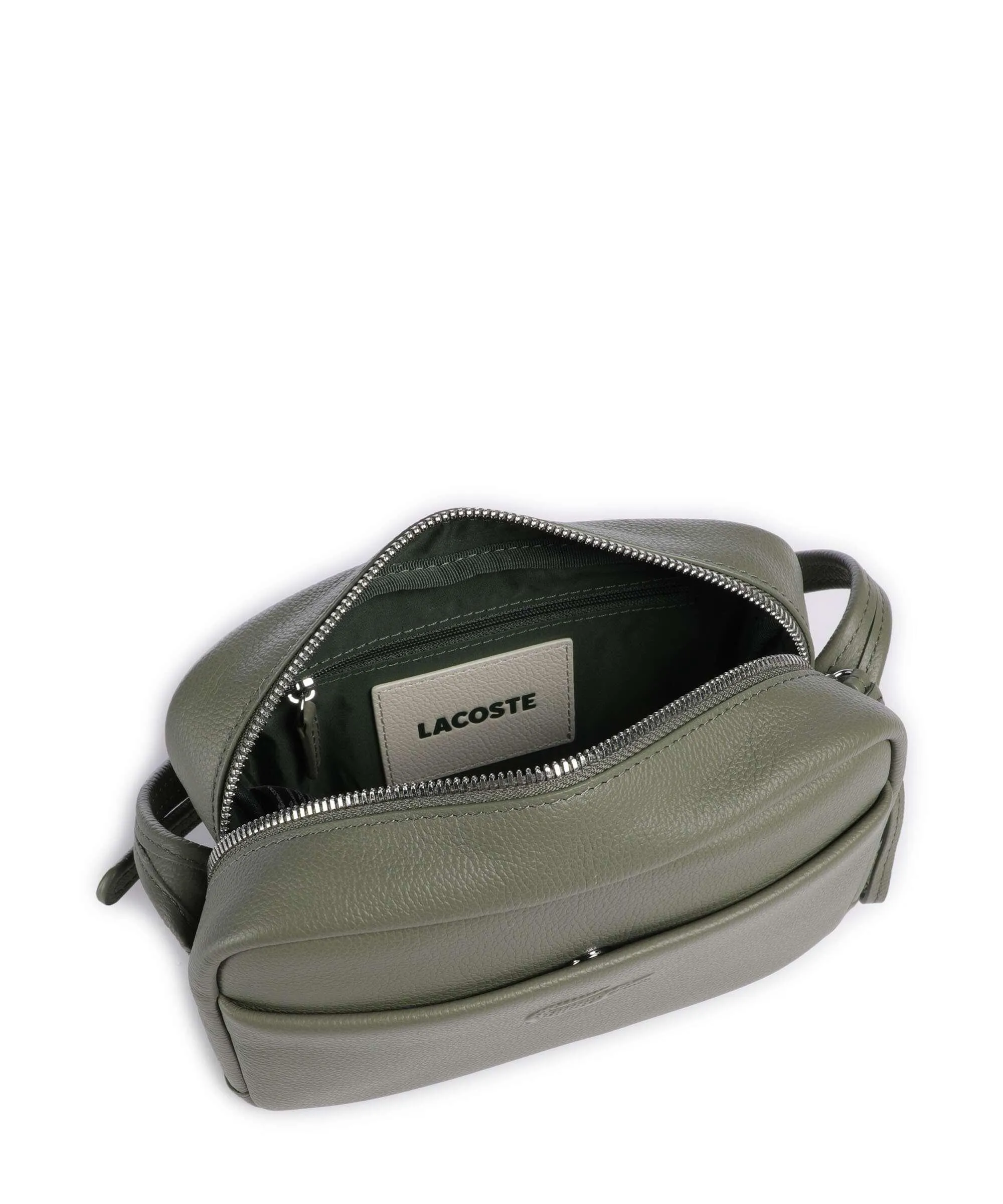  Lacoste City Court Borsa a tracolla pelle di vacchetta grana cachi  